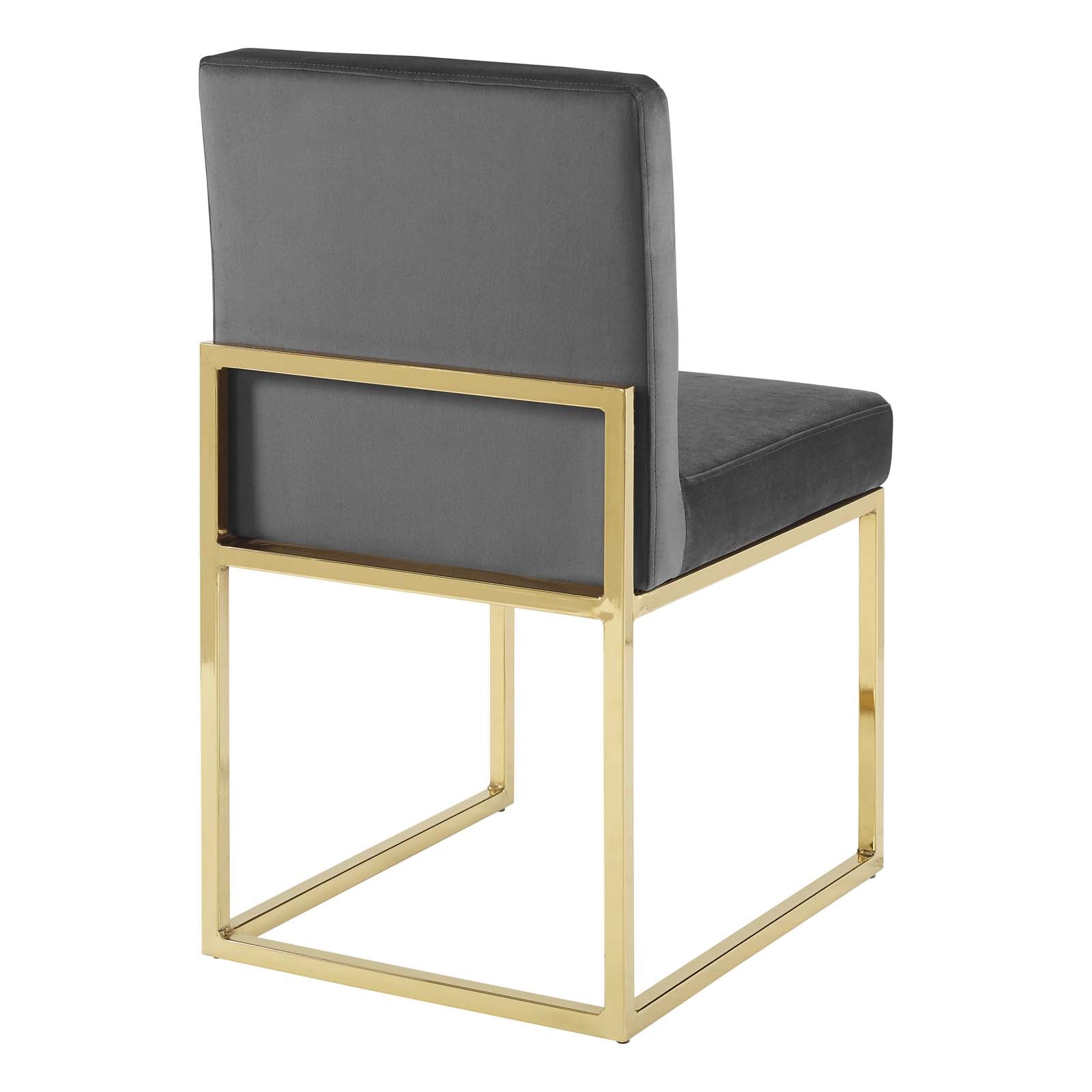 Modway Dining Chairs - Carriage Dining Chair Performance Velvet Set of 2 Gold Charcoal