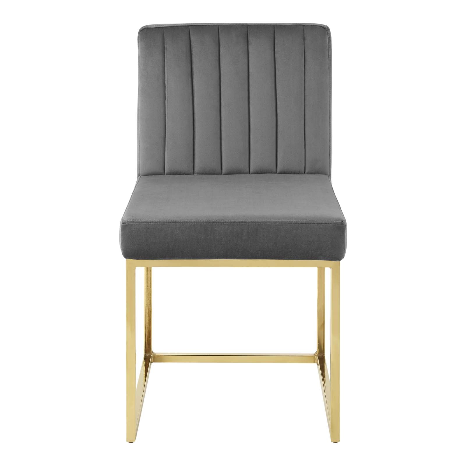 Modway Dining Chairs - Carriage Dining Chair Performance Velvet Set of 2 Gold Charcoal