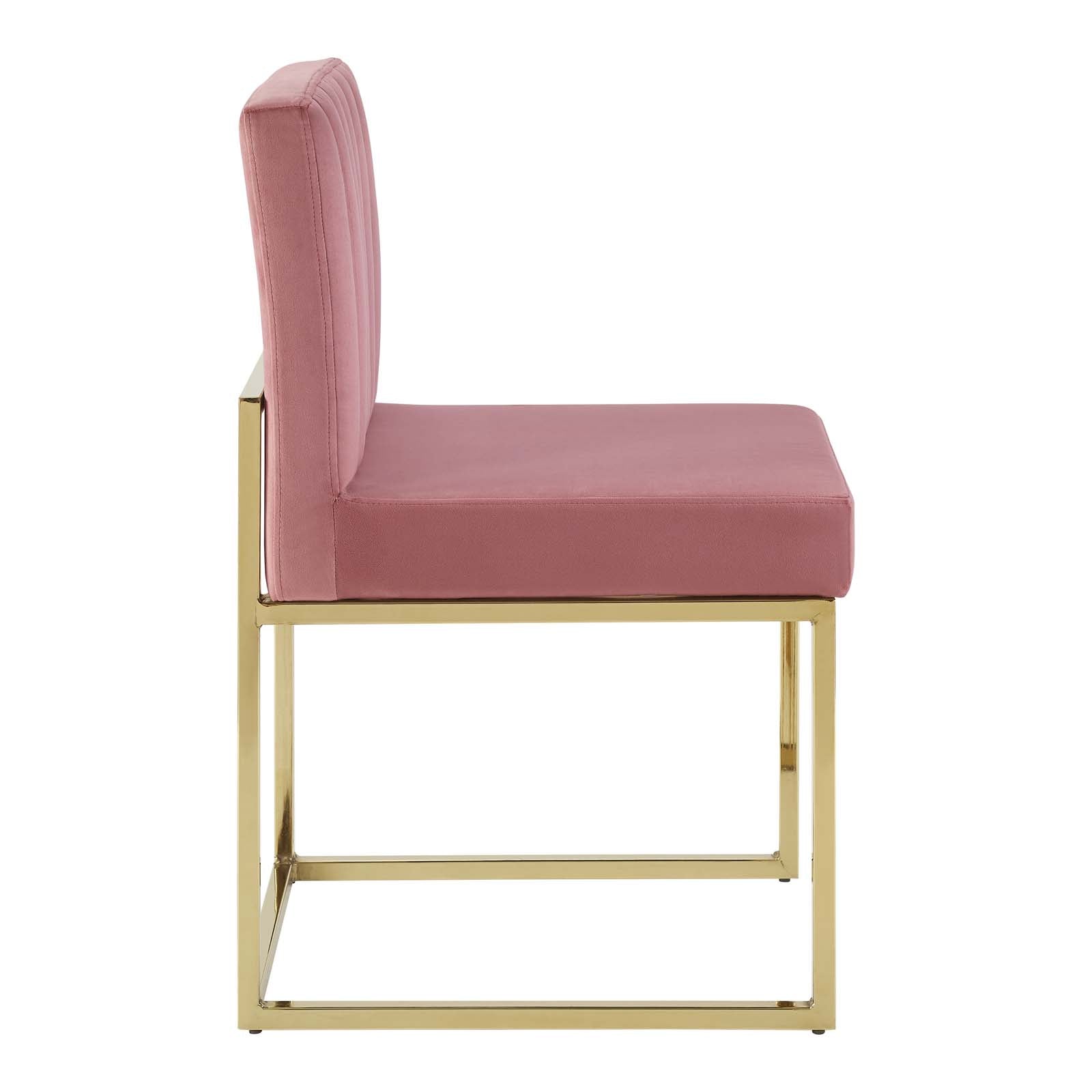 Modway Dining Chairs - Carriage Dining Chair Performance Velvet Gold Dusty Rose (Set of 2)