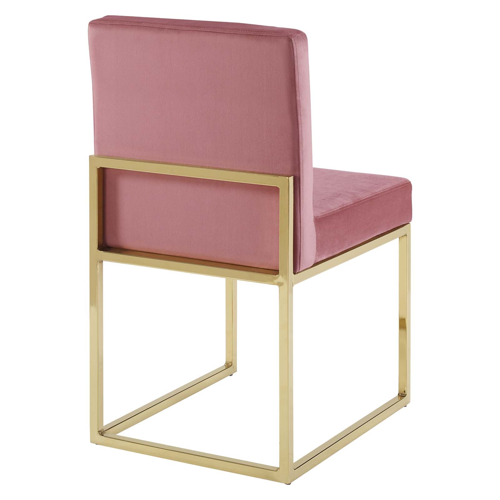 Modway Dining Chairs - Carriage Dining Chair Performance Velvet Gold Dusty Rose (Set of 2)