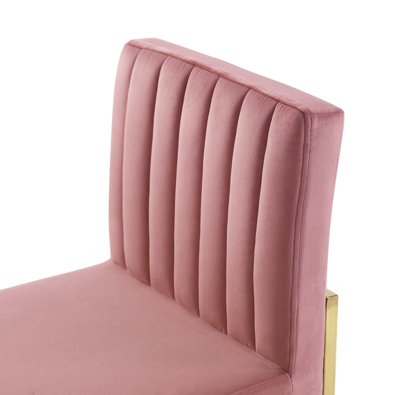 Modway Dining Chairs - Carriage Dining Chair Performance Velvet Gold Dusty Rose (Set of 2)