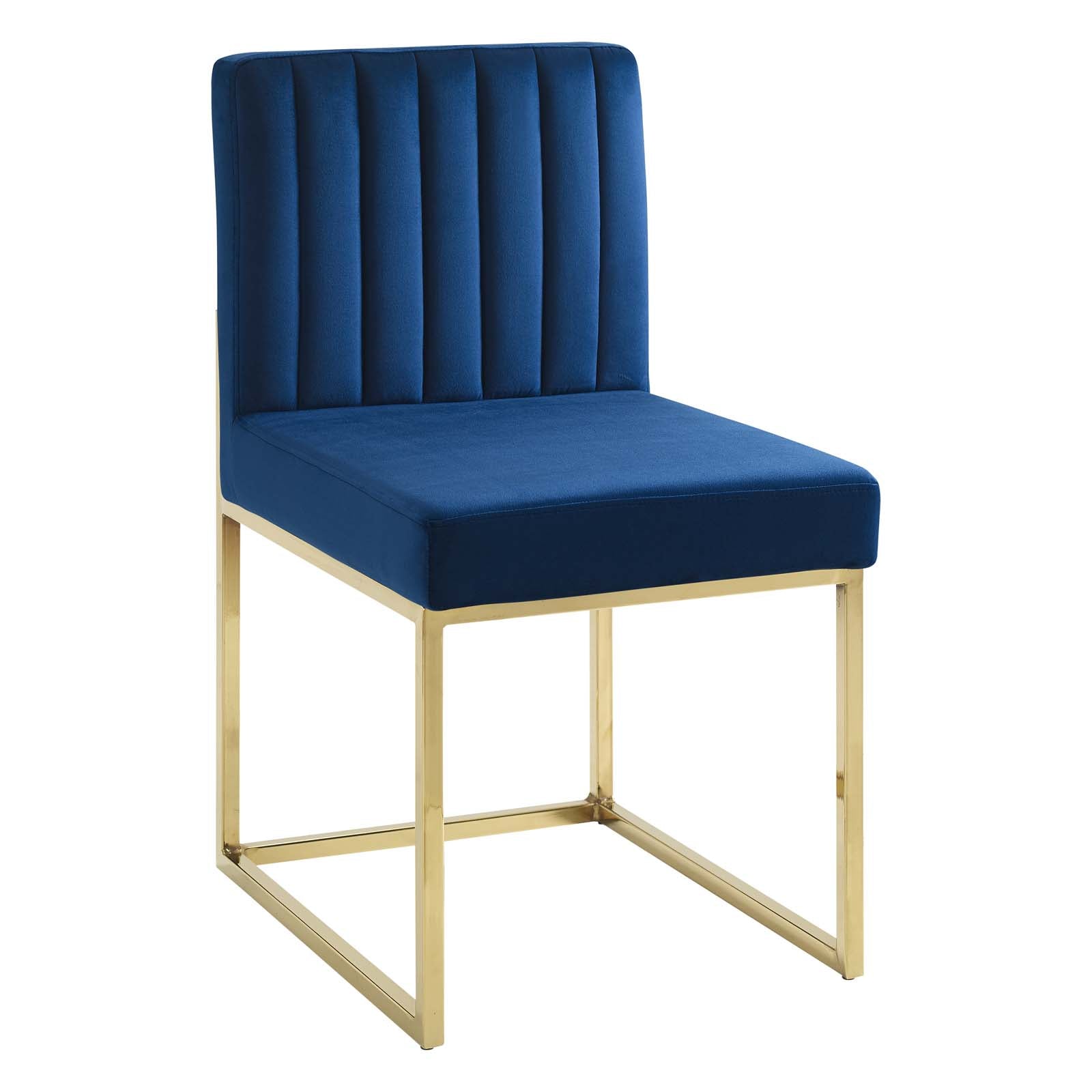 Modway Dining Chairs - Carriage Dining Chair Performance Velvet Gold Navy (Set of 2)