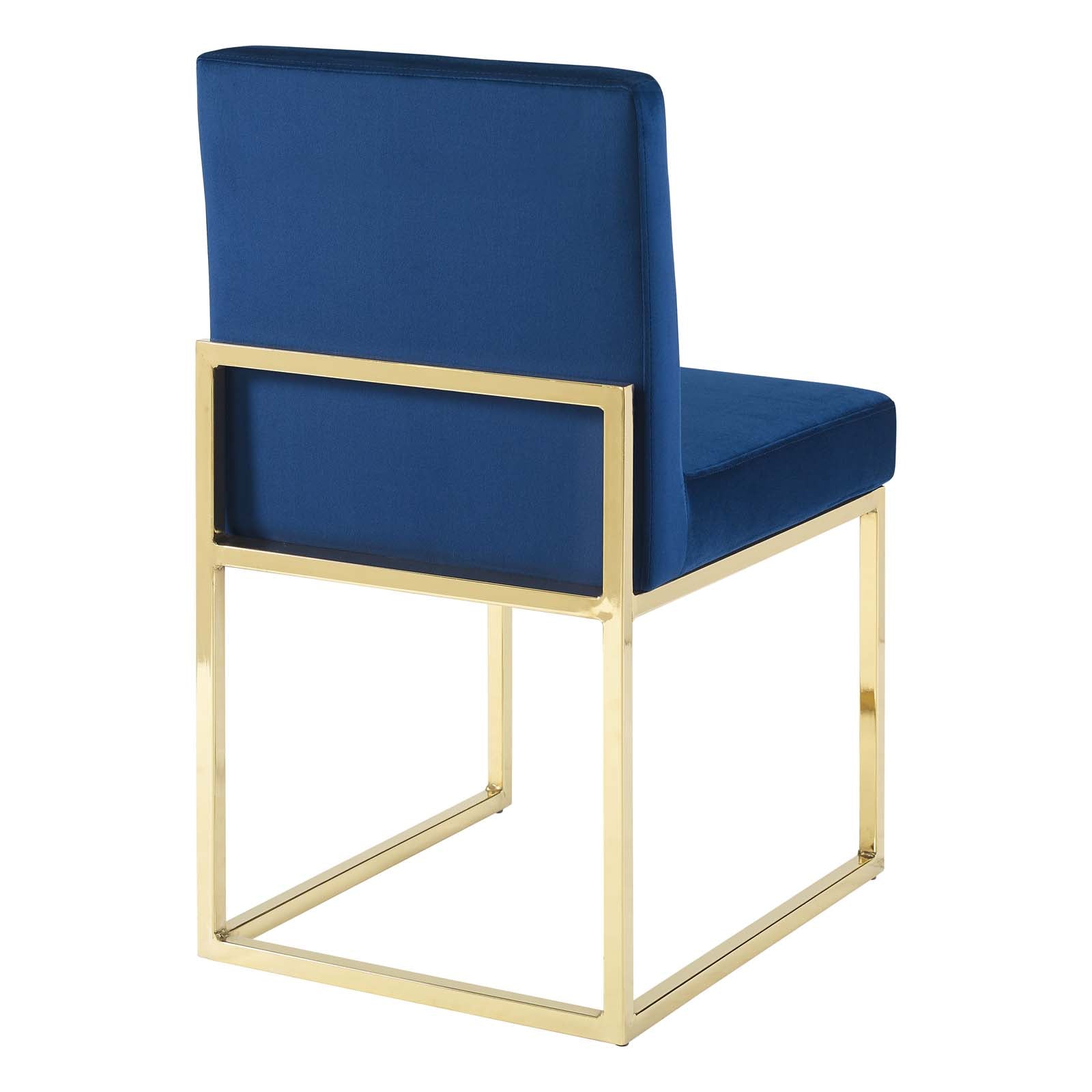 Modway Dining Chairs - Carriage Dining Chair Performance Velvet Gold Navy (Set of 2)