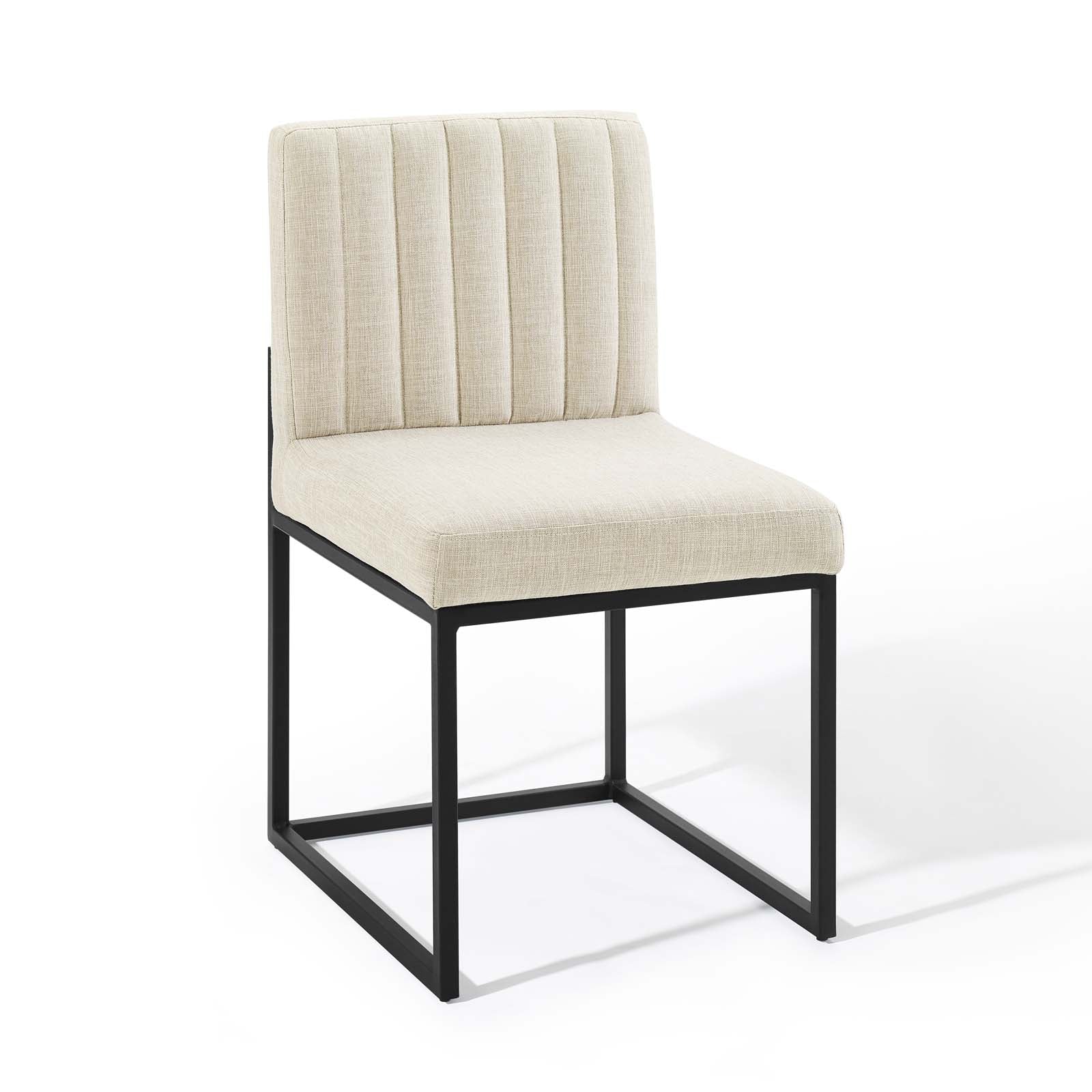 Modway Dining Chairs - Carriage Dining Chair Upholstered Fabric Set of 2 Black Beige