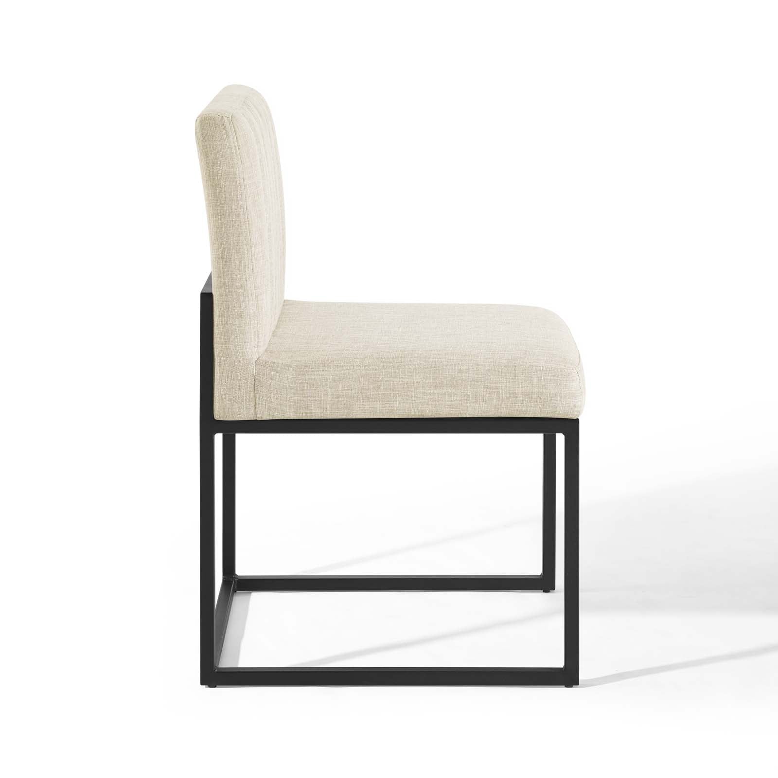 Modway Dining Chairs - Carriage Dining Chair Upholstered Fabric Set of 2 Black Beige