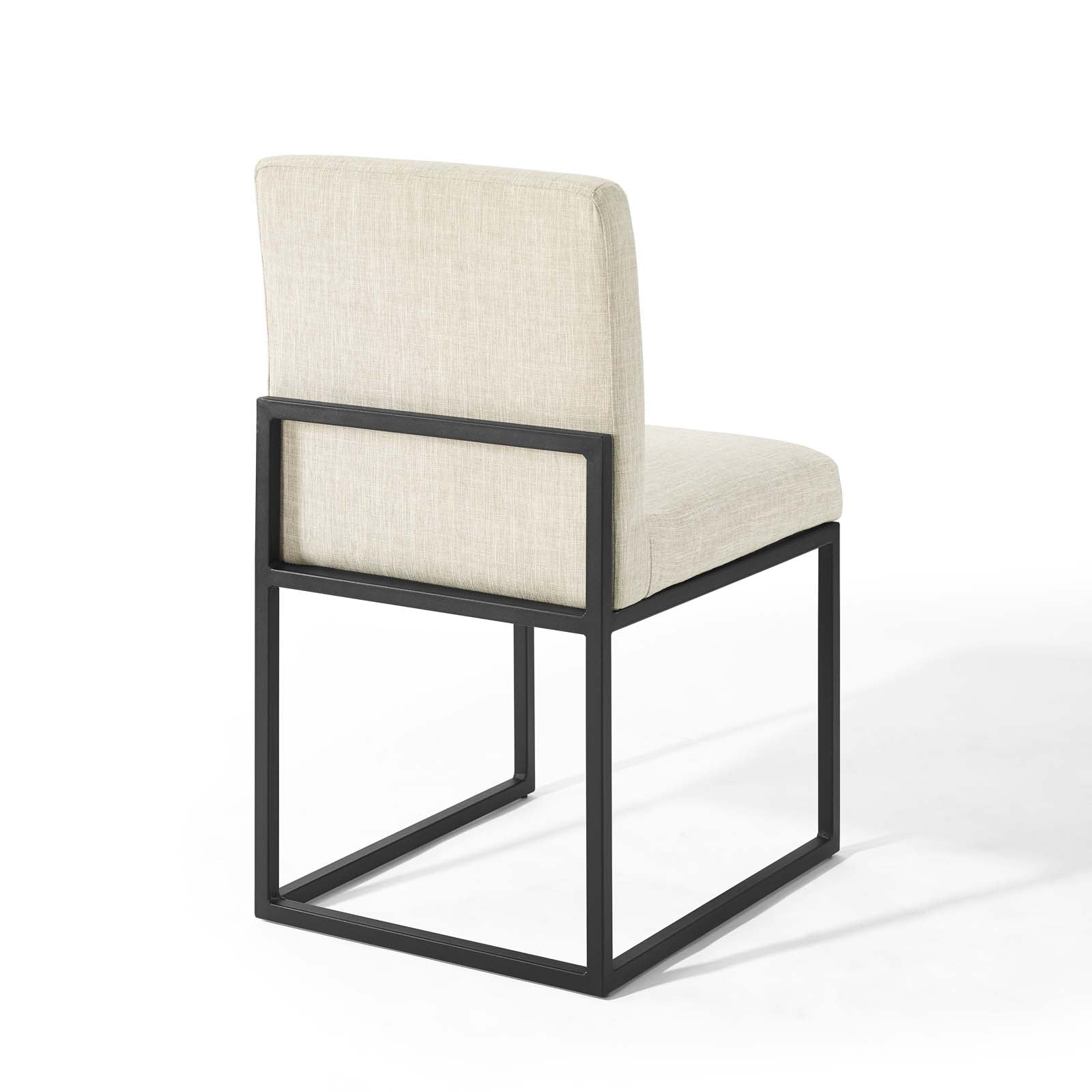 Modway Dining Chairs - Carriage Dining Chair Upholstered Fabric Set of 2 Black Beige