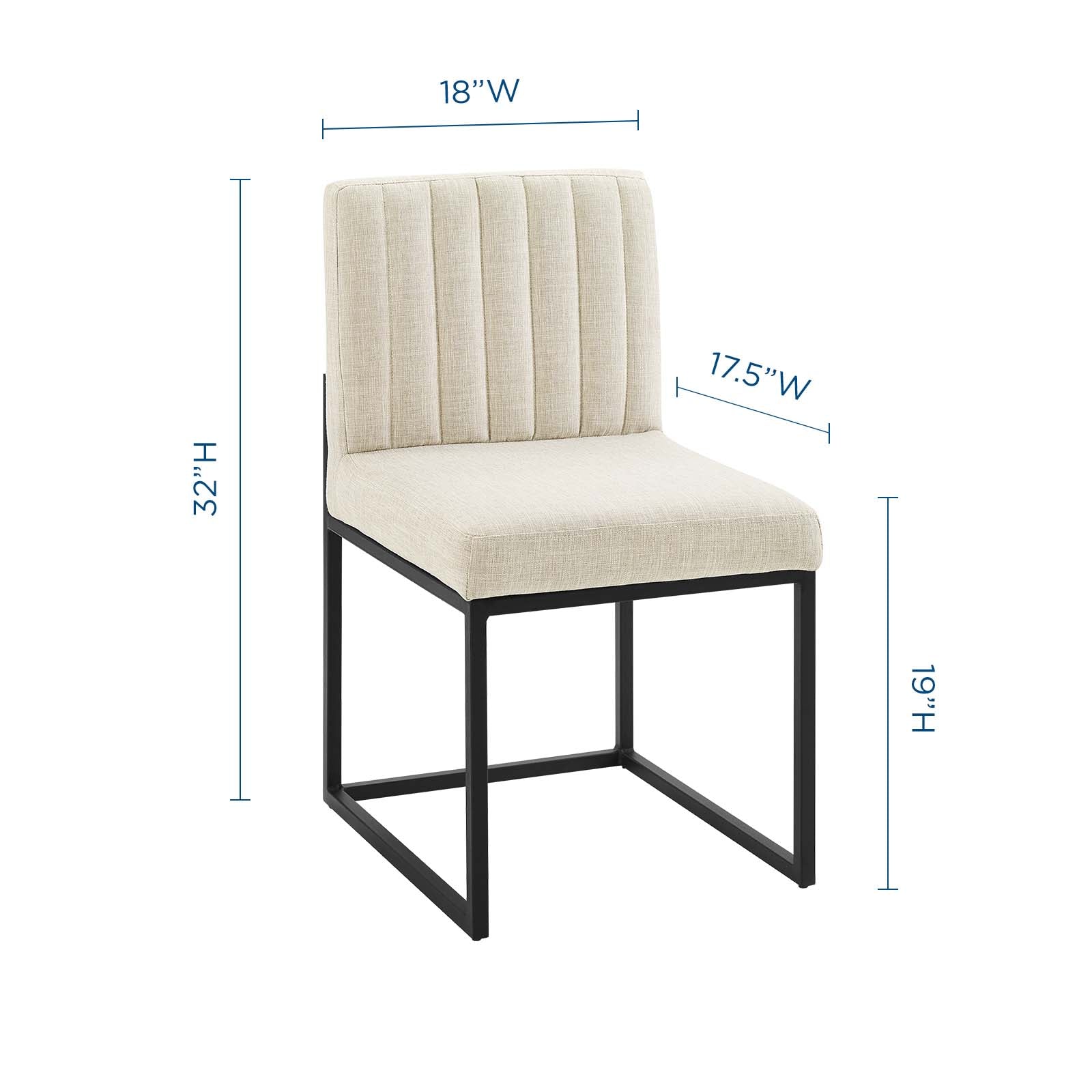 Modway Dining Chairs - Carriage Dining Chair Upholstered Fabric Set of 2 Black Beige