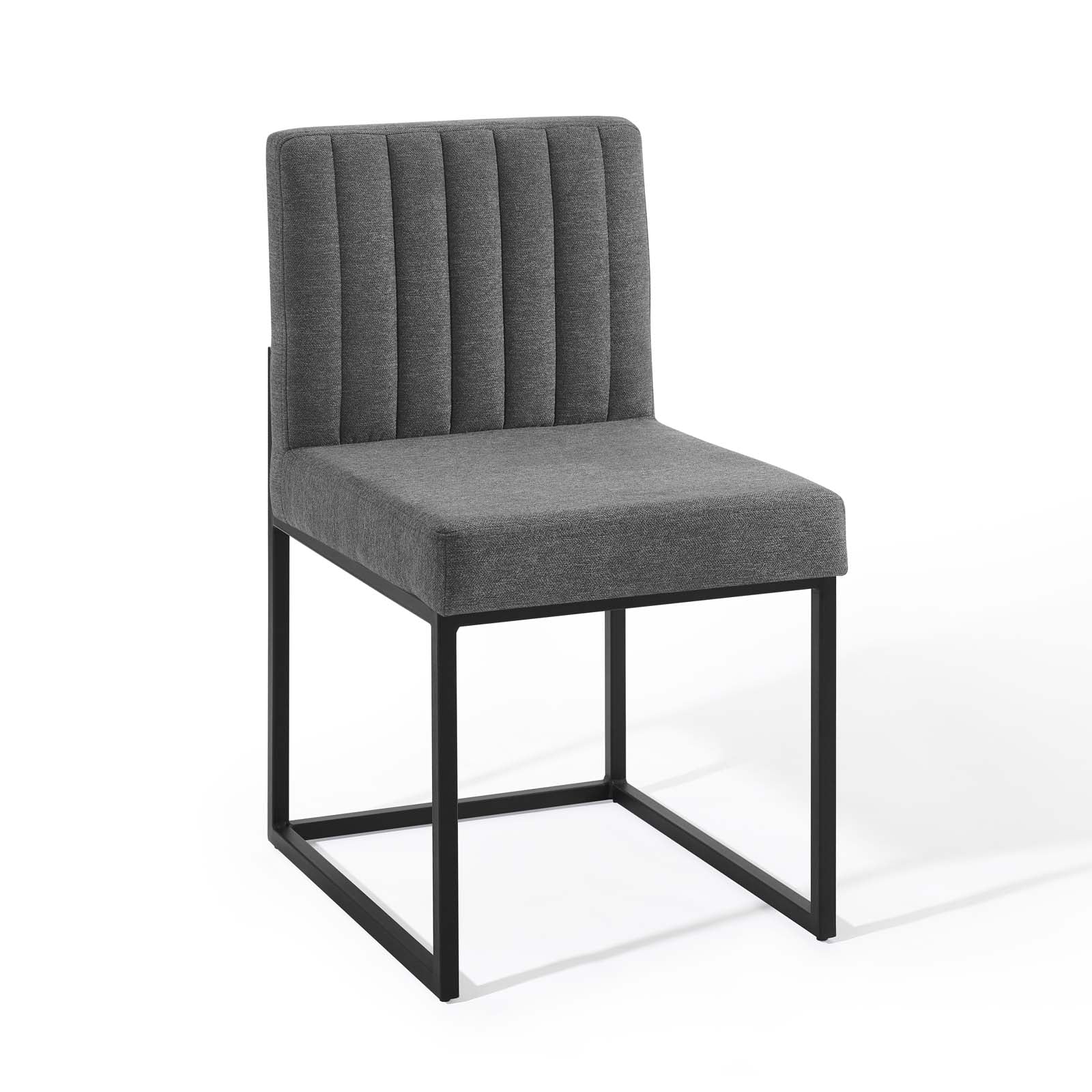 Modway Dining Chairs - Carriage Dining Chair Upholstered Fabric Set of 2 Black Charcoal