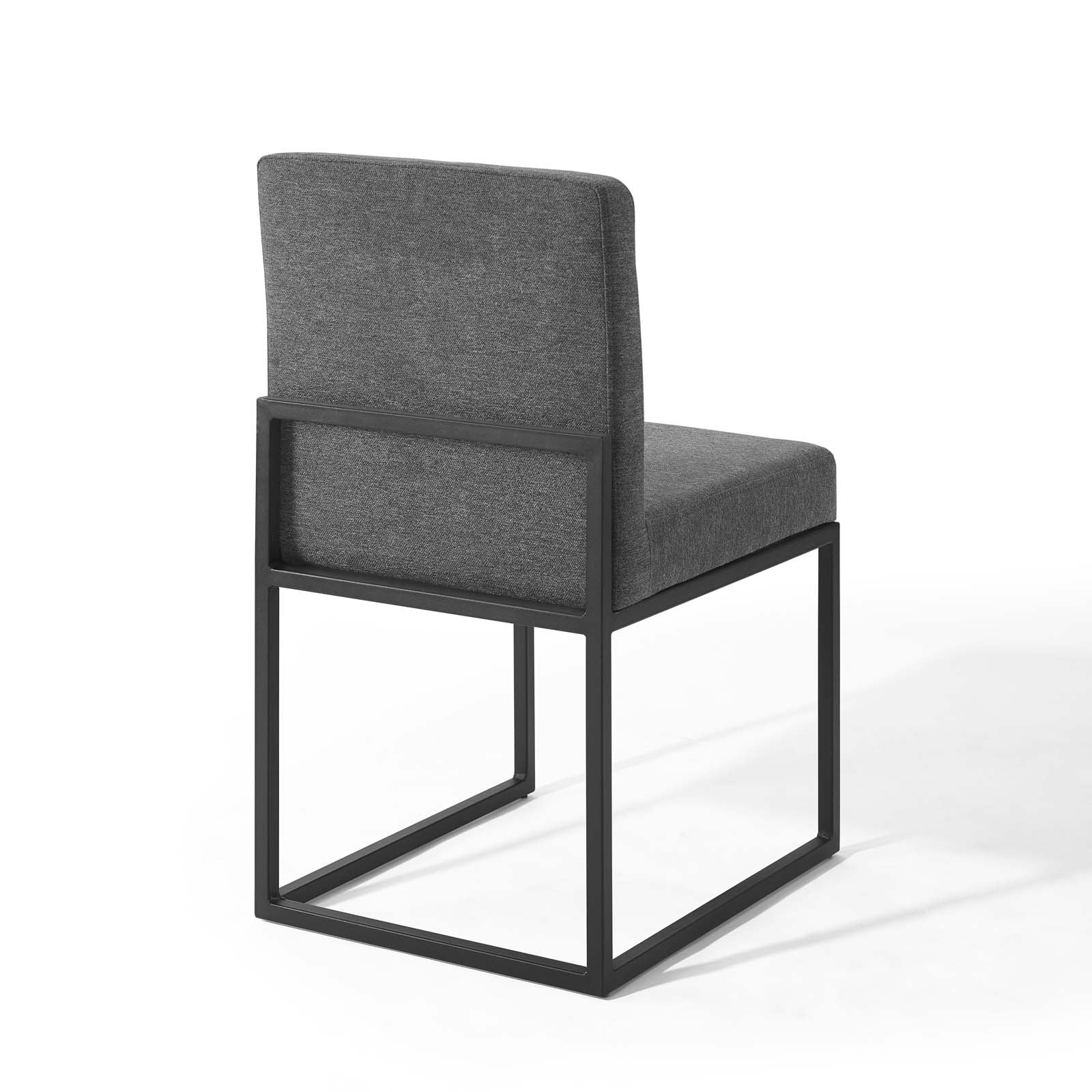 Modway Dining Chairs - Carriage Dining Chair Upholstered Fabric Set of 2 Black Charcoal