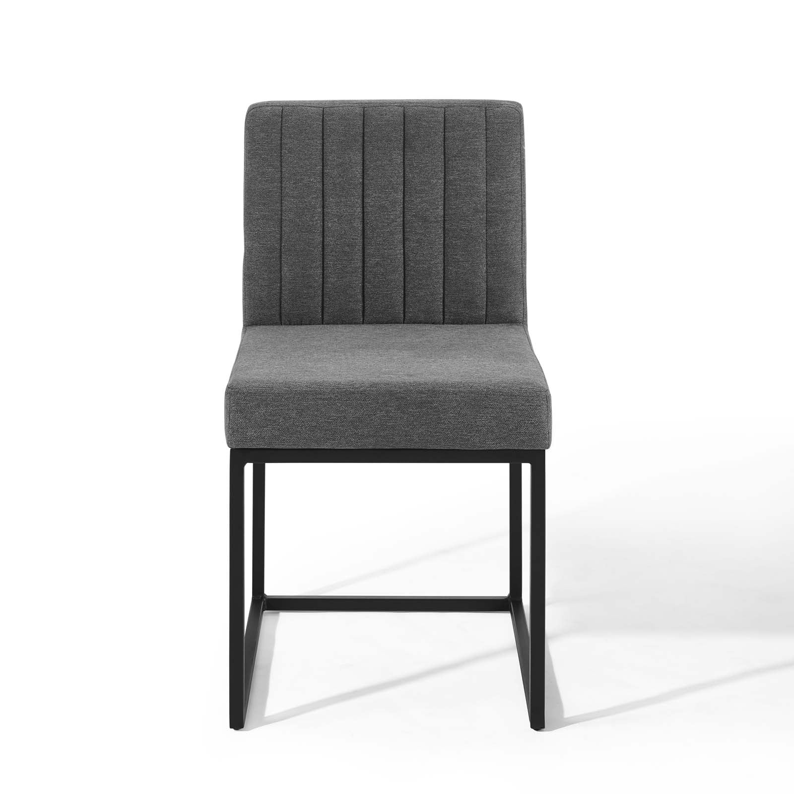 Modway Dining Chairs - Carriage Dining Chair Upholstered Fabric Set of 2 Black Charcoal