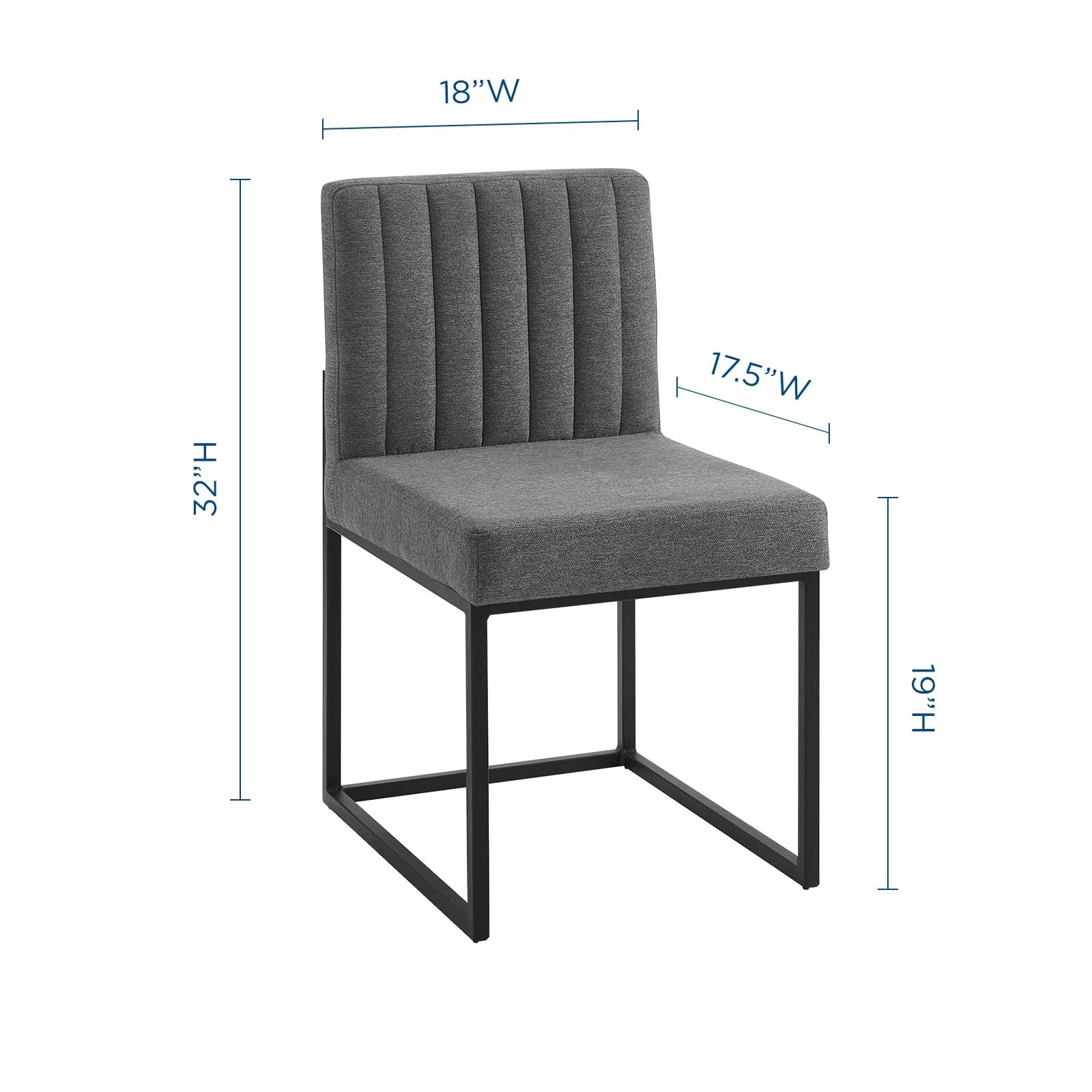 Modway Dining Chairs - Carriage Dining Chair Upholstered Fabric Set of 2 Black Charcoal