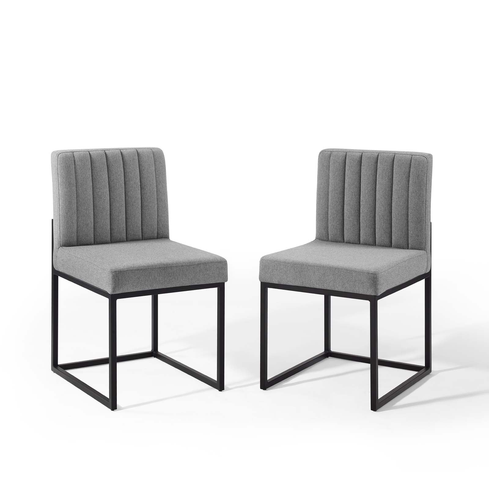 Modway Dining Chairs - Carriage Dining Chair Upholstered Fabric ( Set of 2 ) Black Light Gray