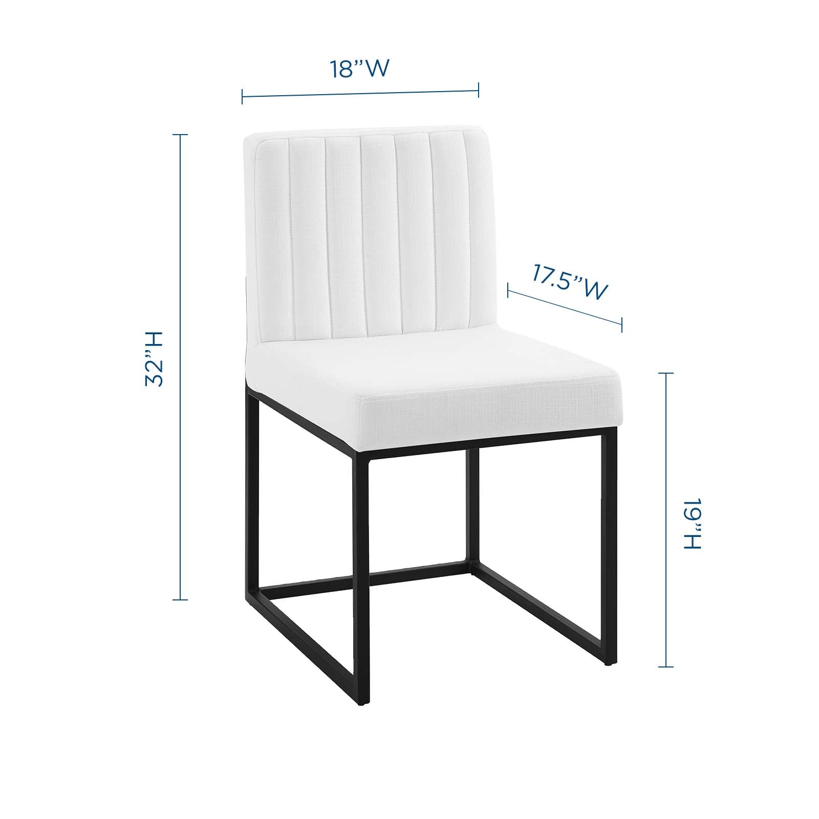Modway Dining Chairs - Carriage Dining Chair Upholstered Fabric Set of 2 Black White