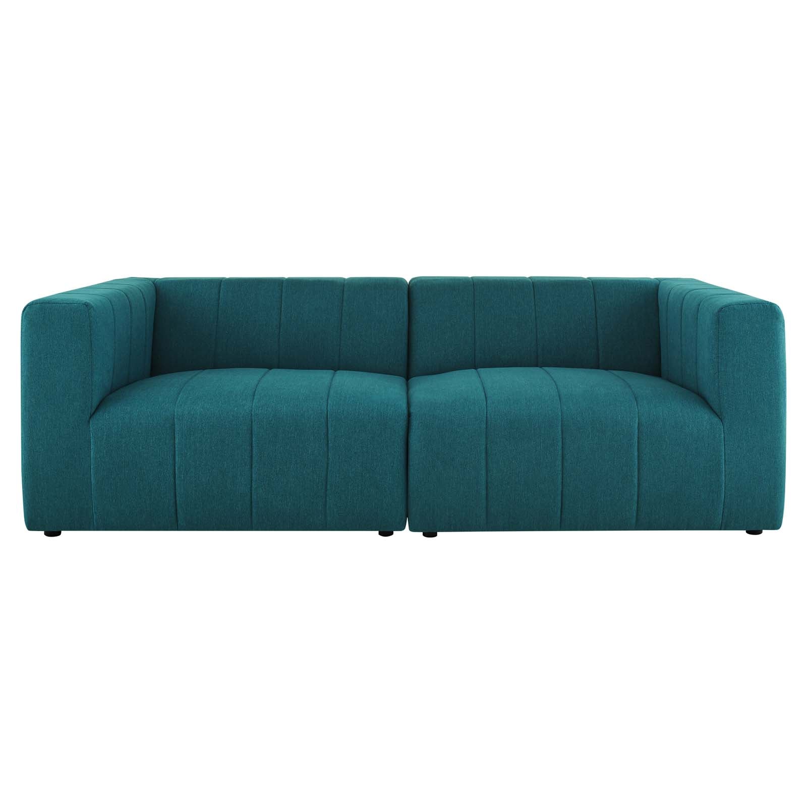 Modway Loveseats - Bartlett Upholstered Fabric 2-Piece Loveseat Teal