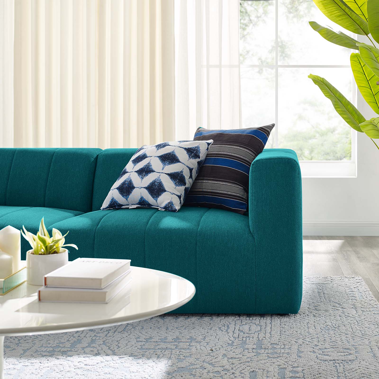 Modway Loveseats - Bartlett Upholstered Fabric 2-Piece Loveseat Teal