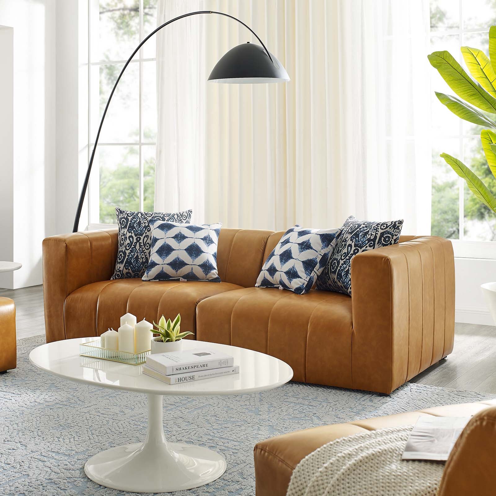 Modway Loveseats - Bartlett Vegan Leather 2-Piece Loveseat Tan