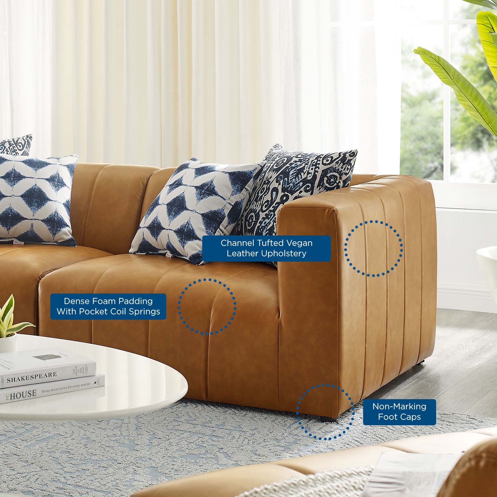 Modway Loveseats - Bartlett Vegan Leather 2-Piece Loveseat Tan