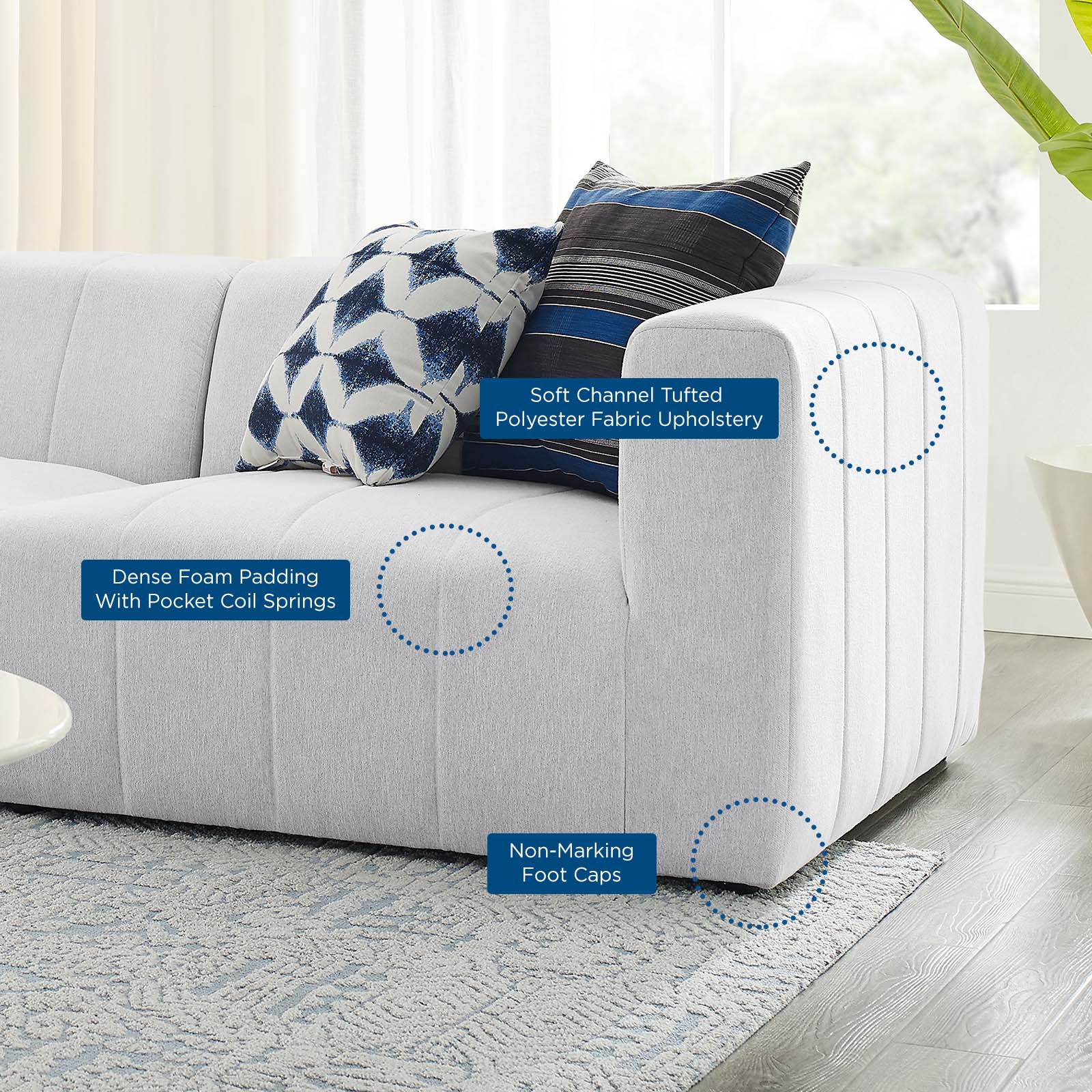 Modway Sofas & Couches - Bartlett Upholstered Fabric 3-Piece Sofa Ivory