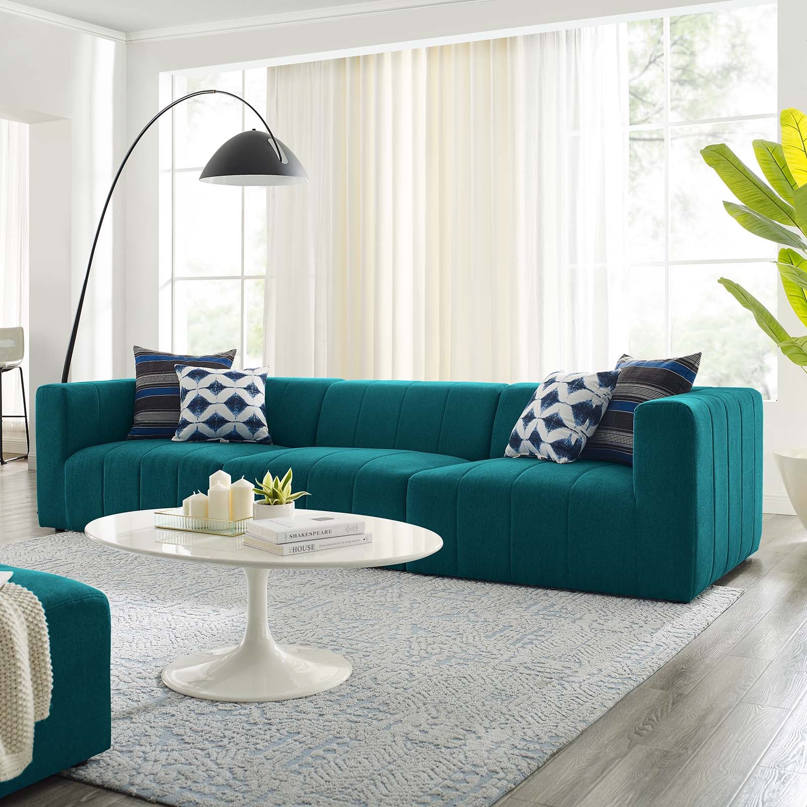 Modway Sofas & Couches - Bartlett Upholstered Fabric 3-Piece Sofa Teal