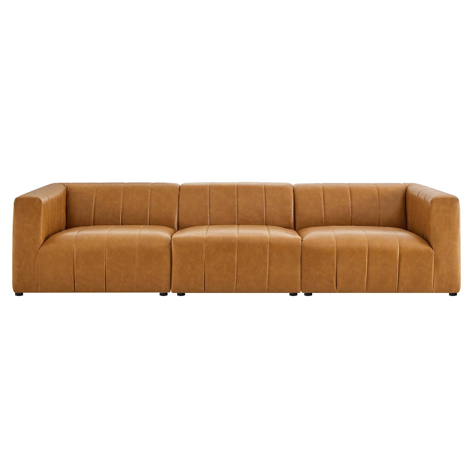 Modway Sofas & Couches - Bartlett Vegan Leather 3-Piece Sofa Tan