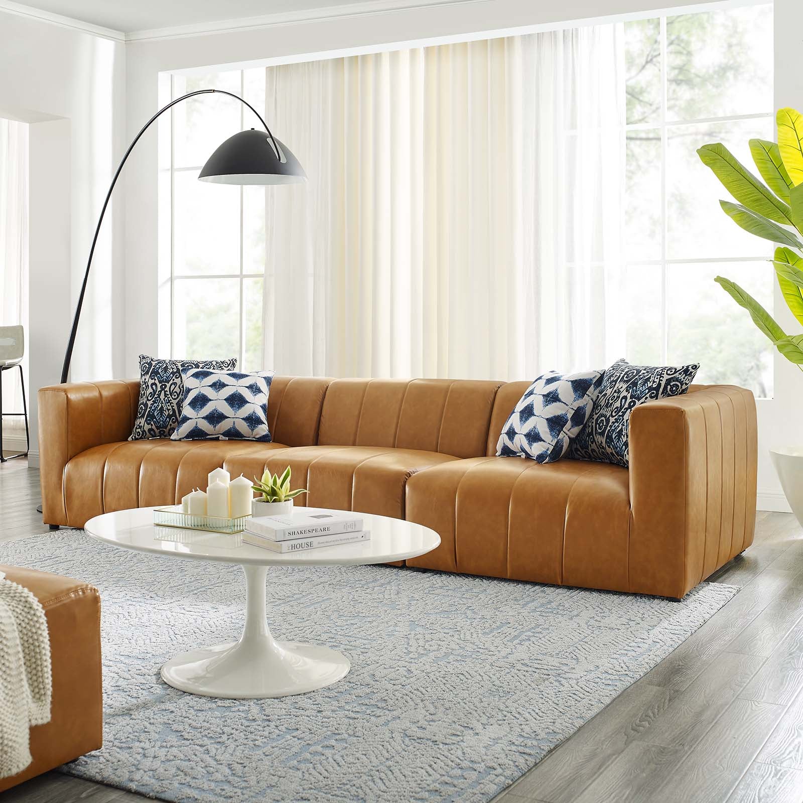 Modway Sofas & Couches - Bartlett Vegan Leather 3-Piece Sofa Tan
