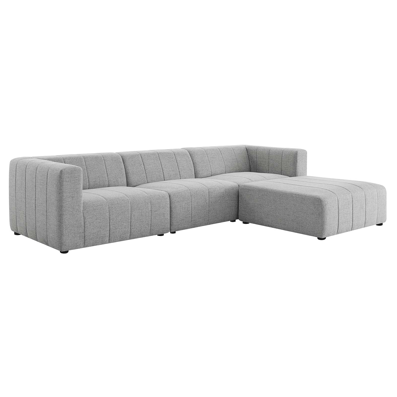 Modway Sectional Sofas - Bartlett Upholstered Fabric 27.5 " H 4-Piece Sectional Sofa Light Gray