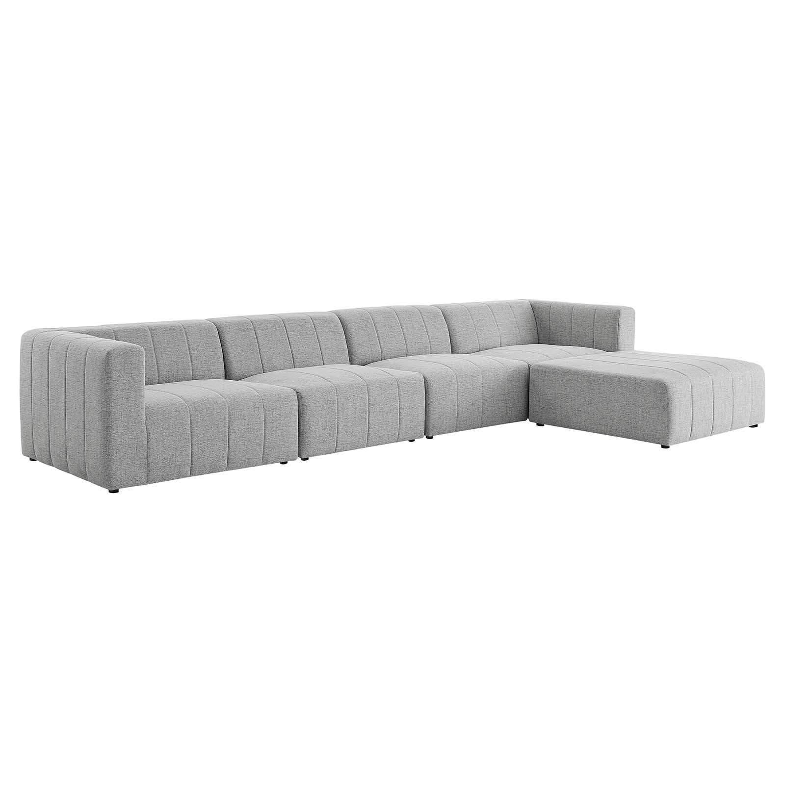 Modway Sectional Sofas - Bartlett Upholstered Fabric 27.5 " H 5-Piece Sectional Sofa Light Gray