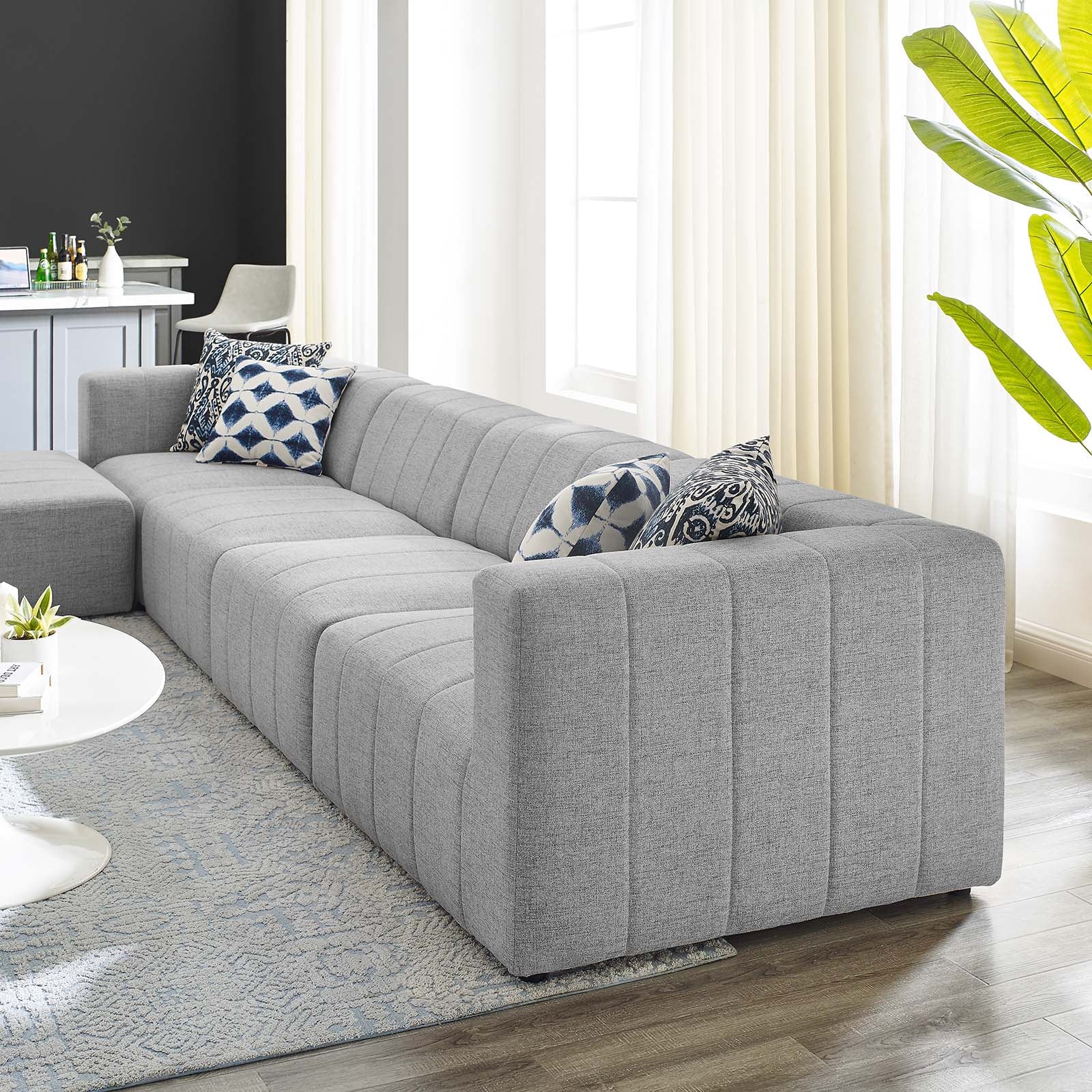 Modway Sectional Sofas - Bartlett Upholstered Fabric 27.5 " H 5-Piece Sectional Sofa Light Gray