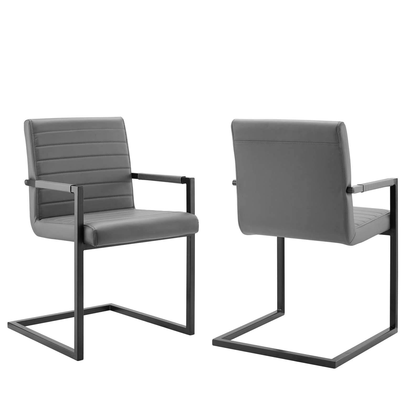 Modway Dining Chairs - Savoy-Vegan-Leather-Dining-Chairs---Set-of-2-Gray