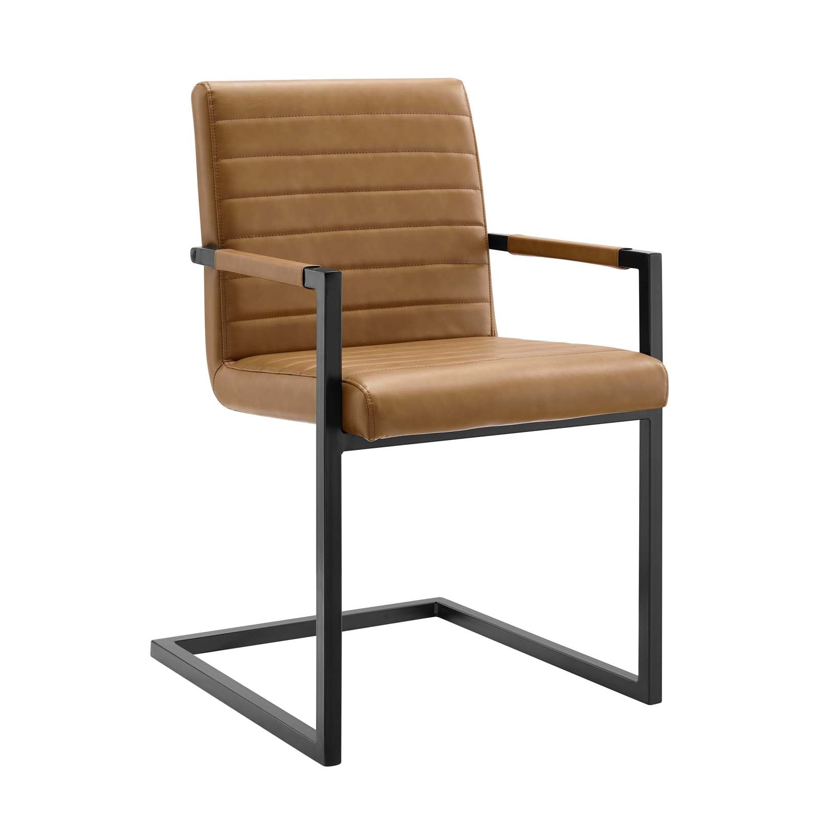 Modway Dining Chairs - Savoy Vegan Leather Dining Chairs - Set of 2 Tan