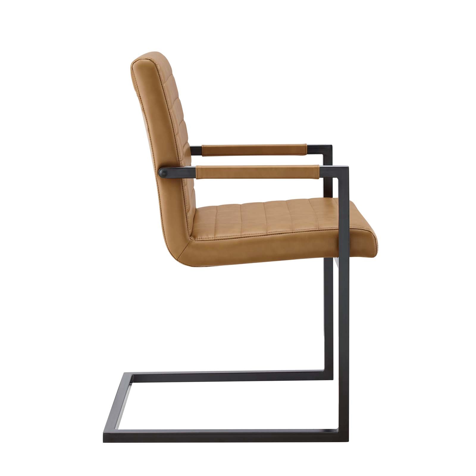 Modway Dining Chairs - Savoy Vegan Leather Dining Chairs - Set of 2 Tan