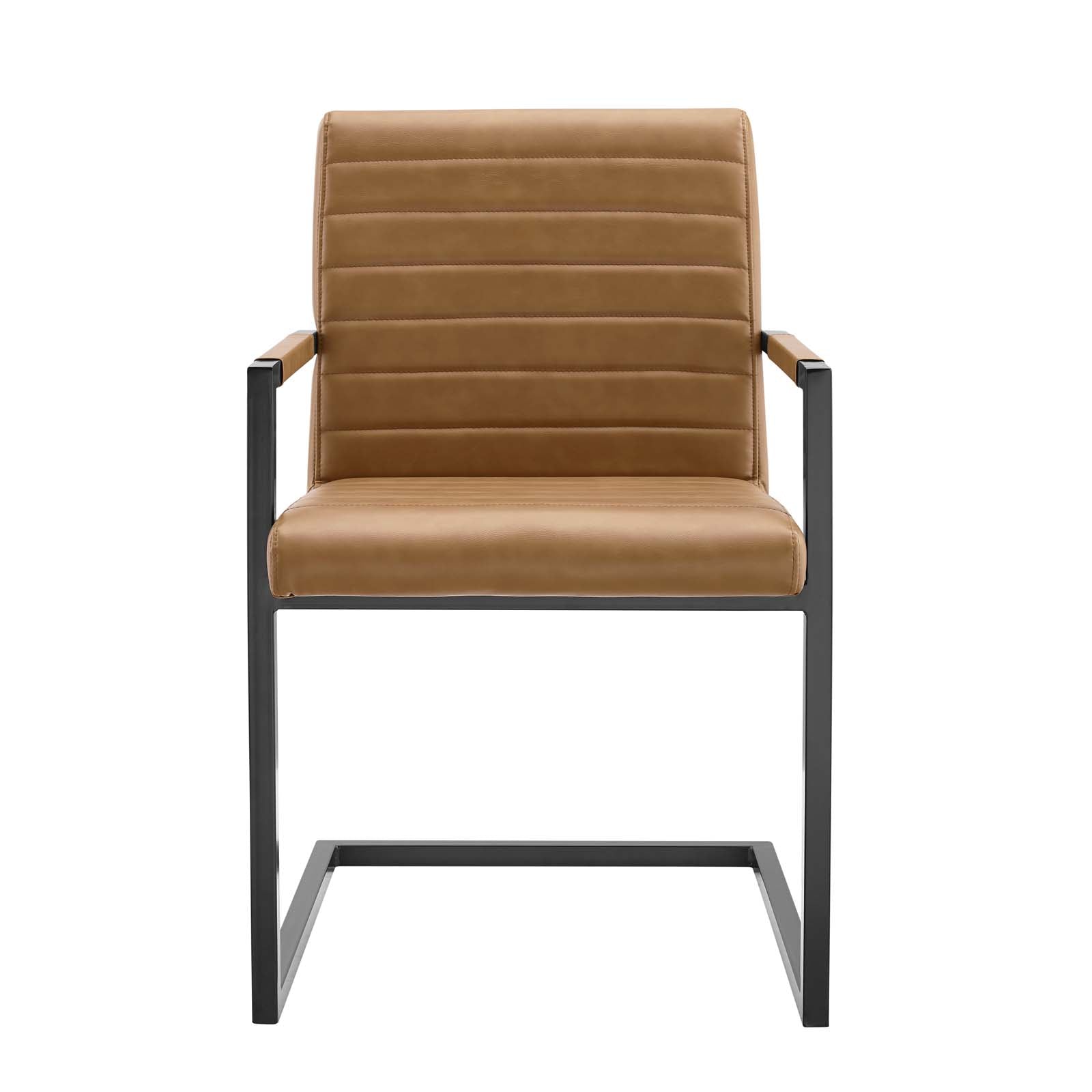 Modway Dining Chairs - Savoy Vegan Leather Dining Chairs - Set of 2 Tan