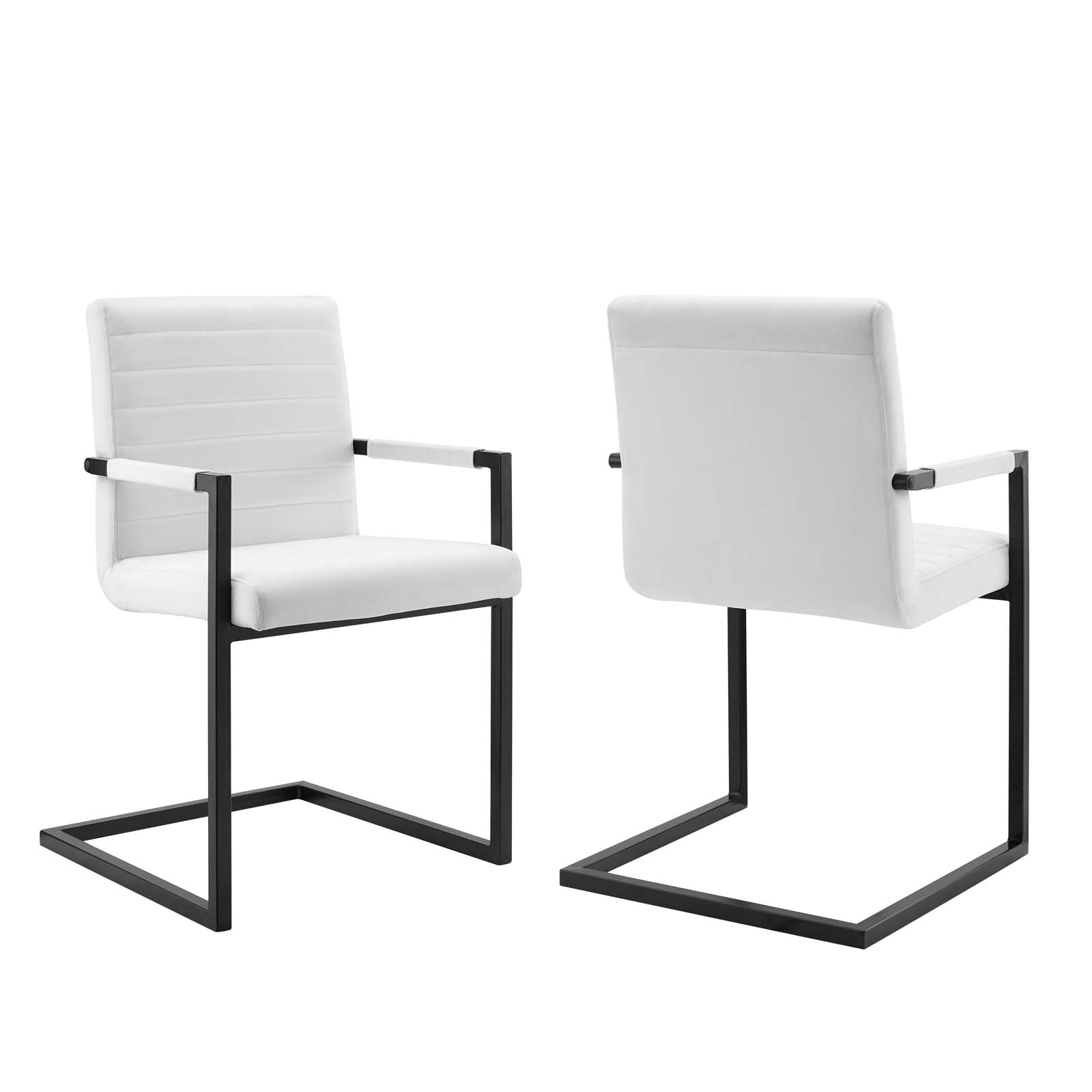 Modway Dining Chairs - Savoy-Performance-Velvet-Dining-Chairs---Set-of-2-White