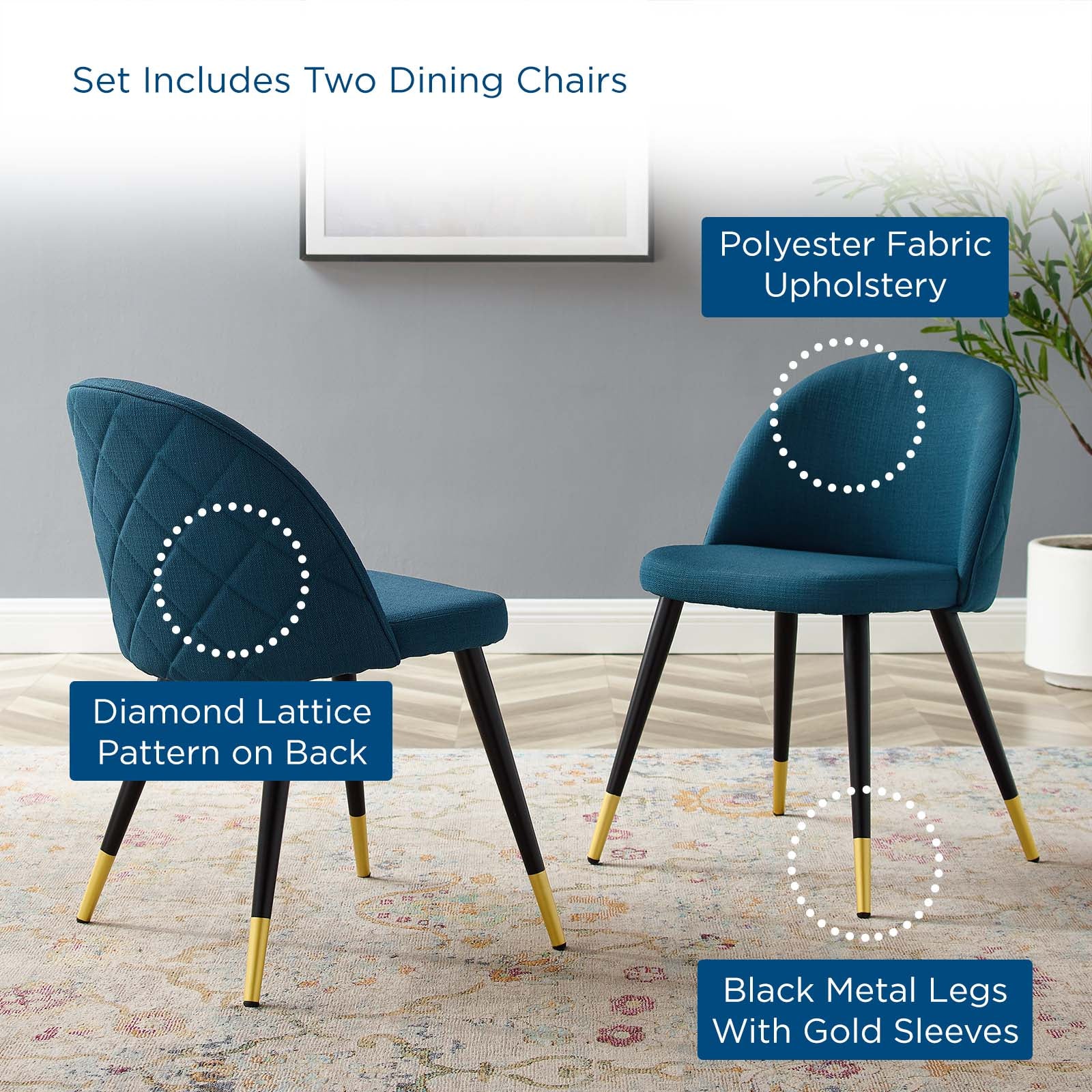Modway Dining Chairs - Cordial Dining Chairs - Set of 2 Azure