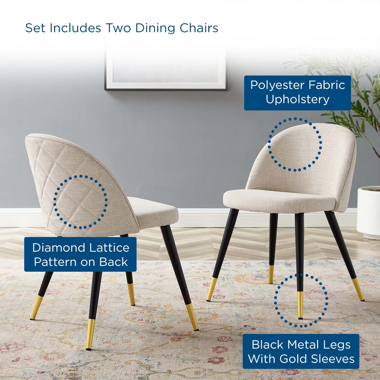 Modway Dining Chairs - Cordial-Dining-Chairs---Set-of-2-Beige