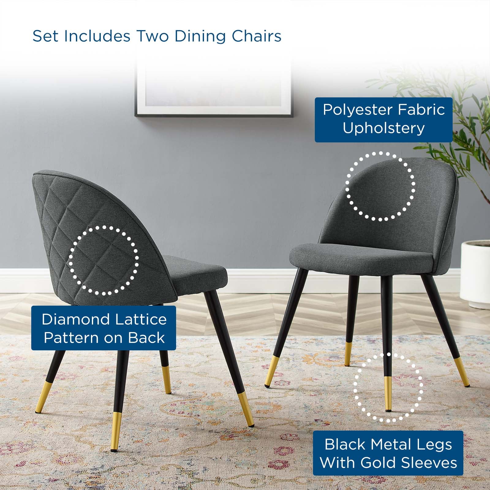 Modway Dining Chairs - Cordial-Dining-Chairs---Set-of-2-Gray