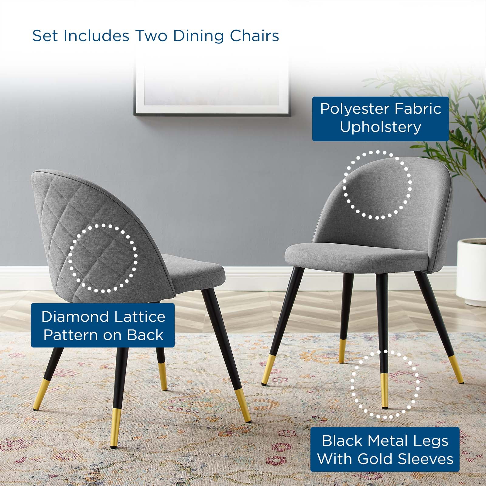 Modway Dining Chairs - Cordial-Dining-Chairs---Set-of-2-Light-Gray