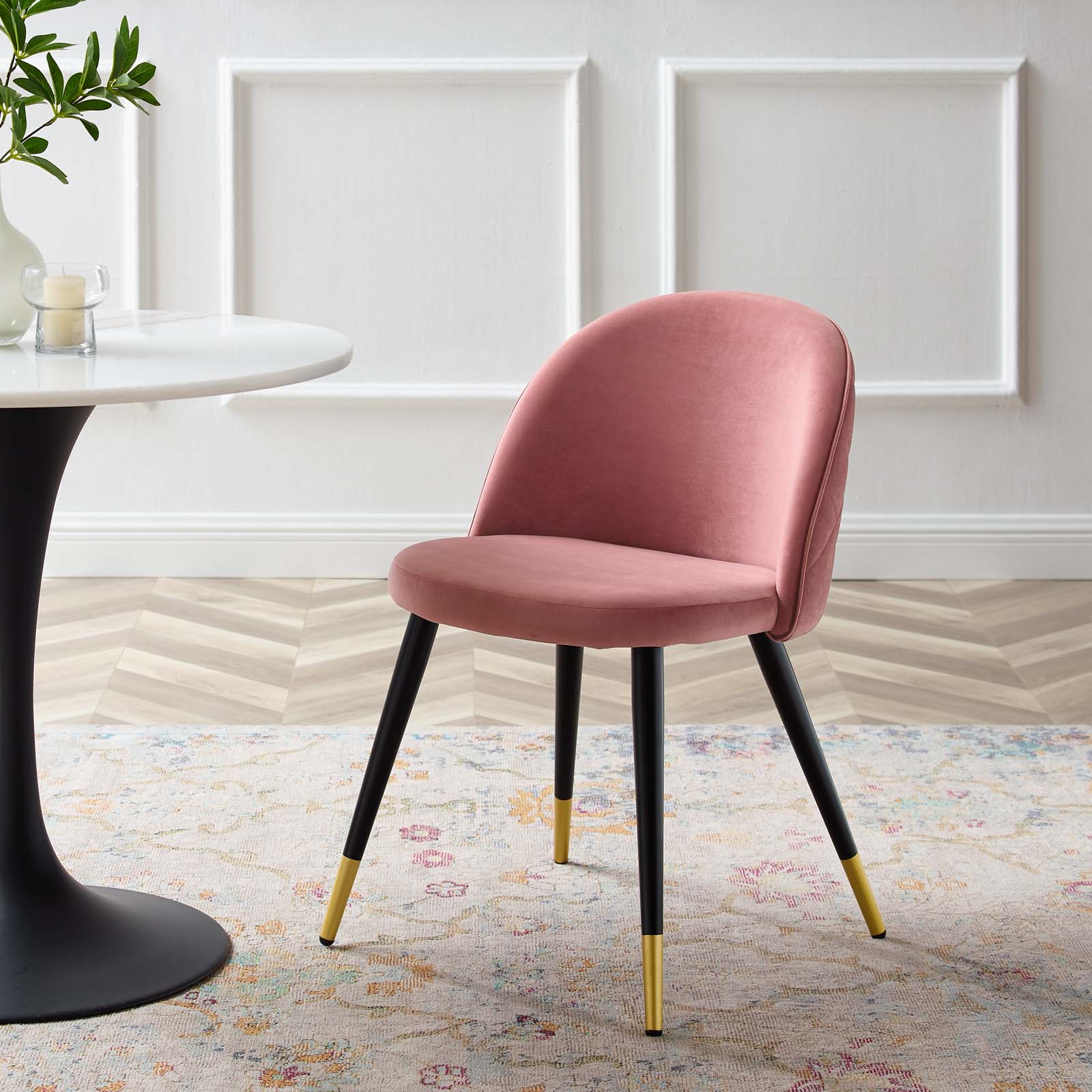 Modway Dining Chairs - Cordial-Performance-Velvet-Dining-Chairs---Set-of-2-Dusty-Rose