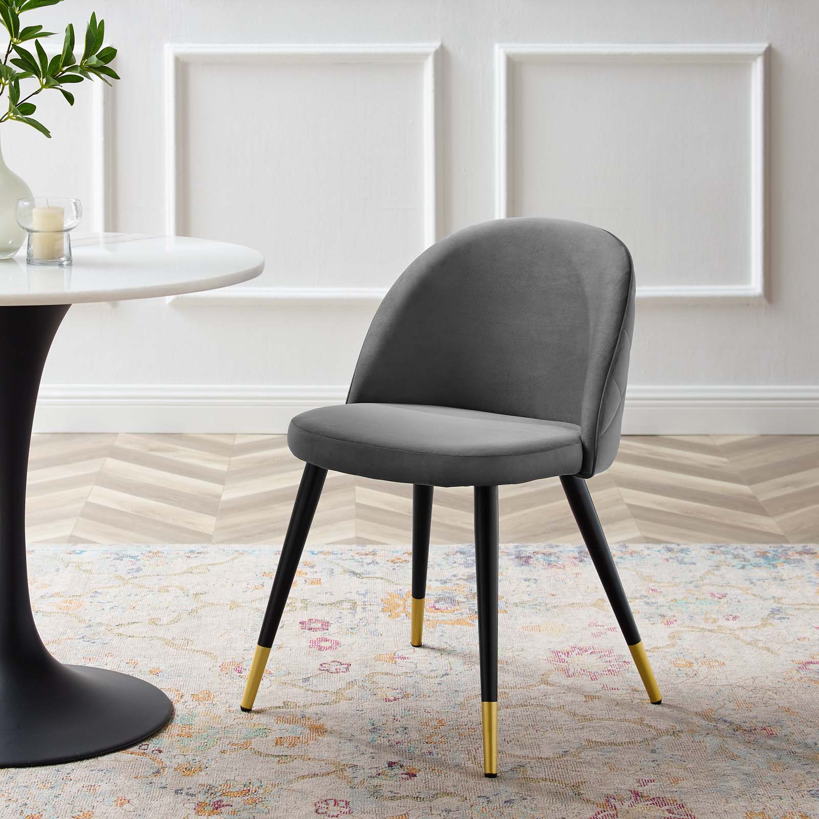 Modway Dining Chairs - Cordial-Performance-Velvet-Dining-Chairs---Set-of-2-Gray