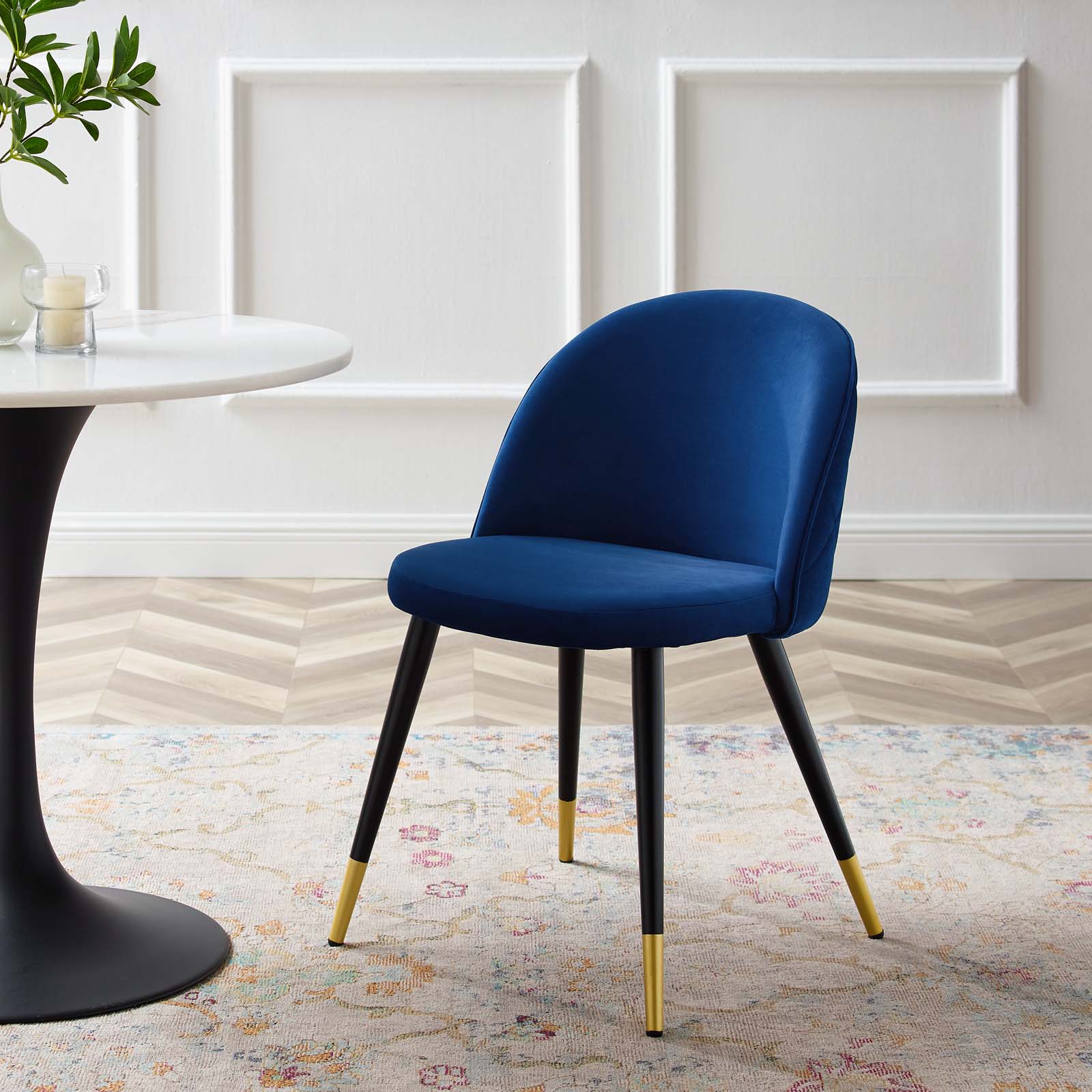 Modway Dining Chairs - Cordial-Performance-Velvet-Dining-Chairs---Set-of-2-Navy