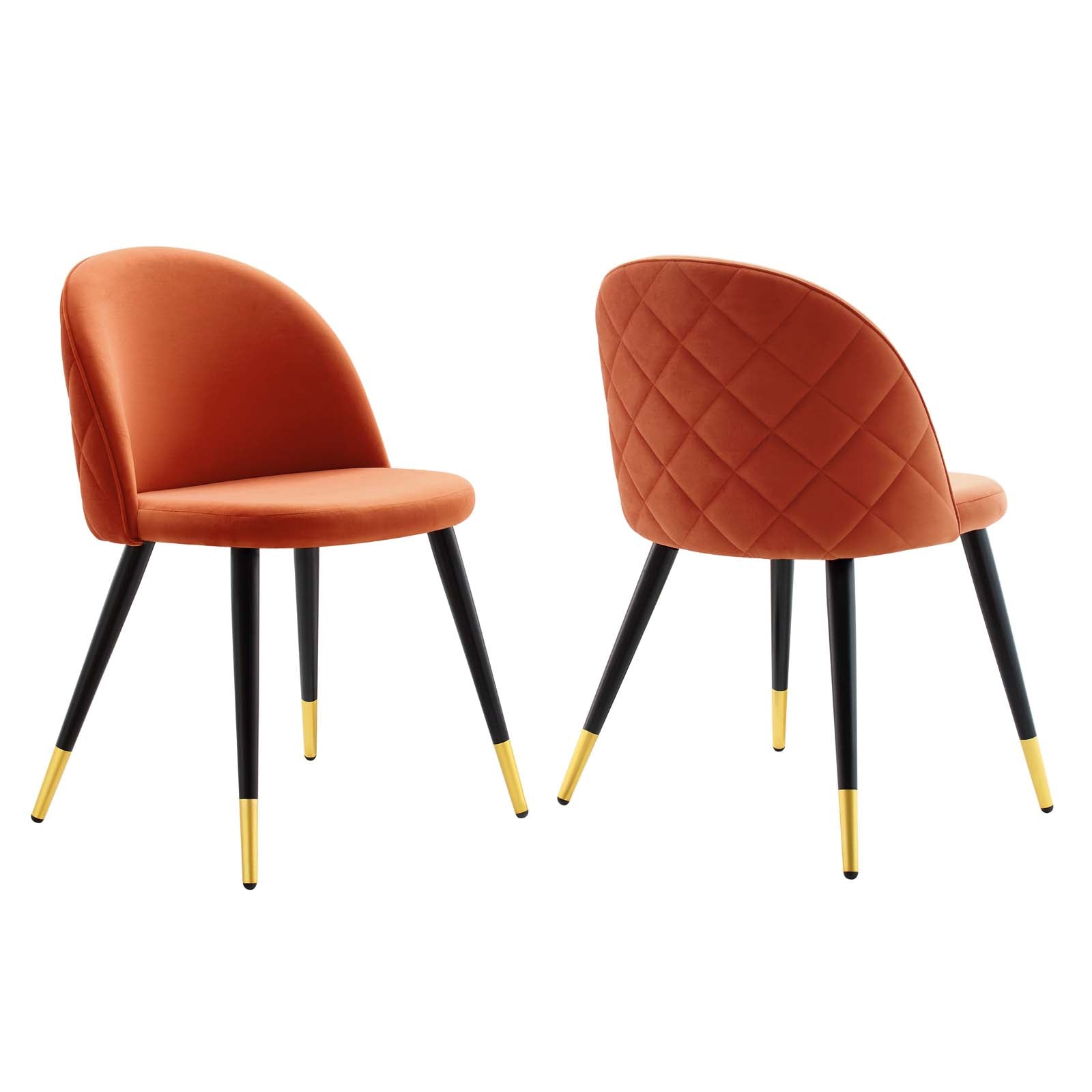 Modway Dining Chairs - Cordial-Performance-Velvet-Dining-Chairs---Set-of-2-Orange