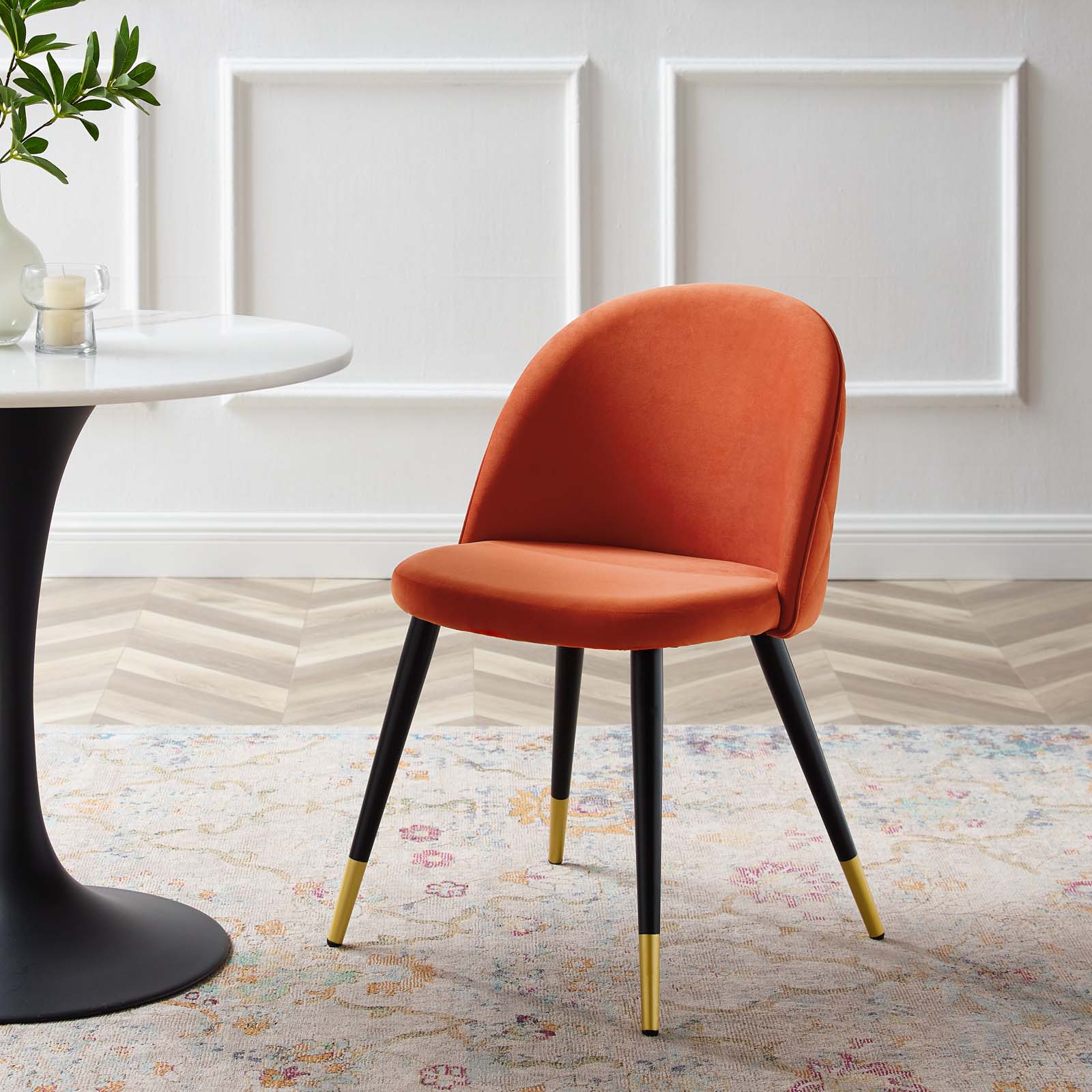 Modway Dining Chairs - Cordial-Performance-Velvet-Dining-Chairs---Set-of-2-Orange