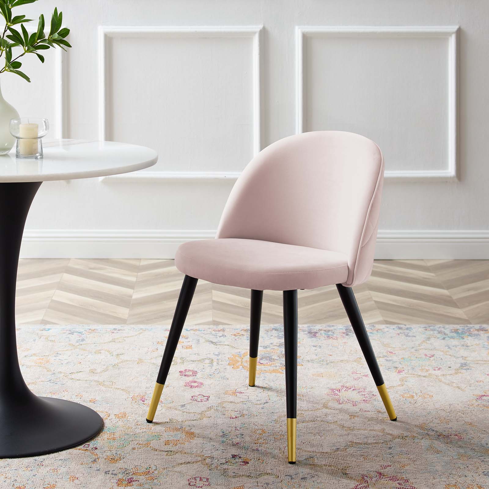 Modway Dining Chairs - Cordial-Performance-Velvet-Dining-Chairs---Set-of-2-Pink