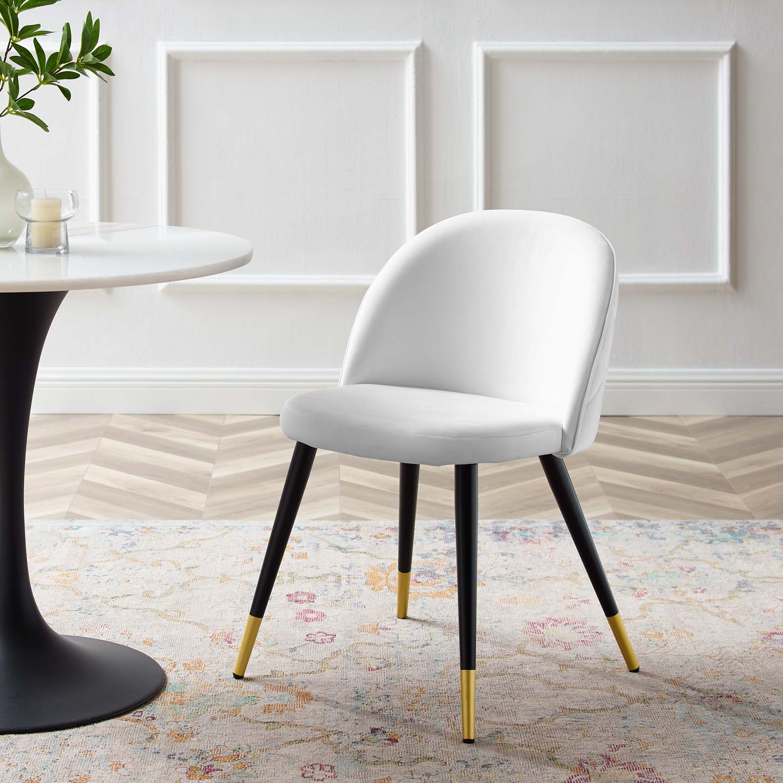Modway Dining Chairs - Cordial-Performance-Velvet-Dining-Chairs---Set-of-2-White