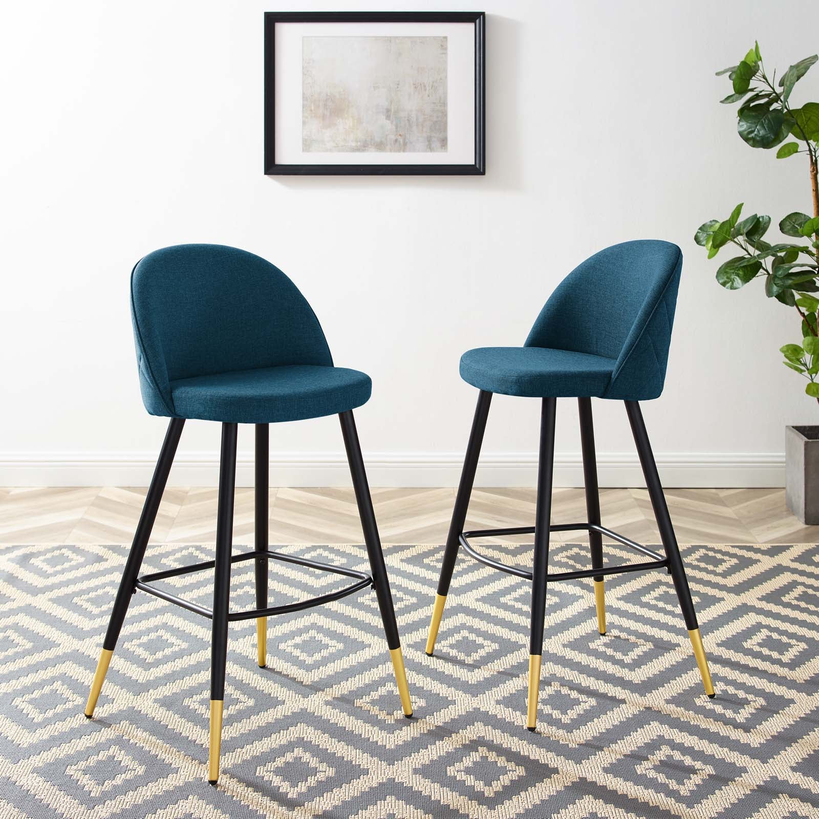 Modway Barstools - Cordial Fabric Bar Stools - Set of 2 Azure