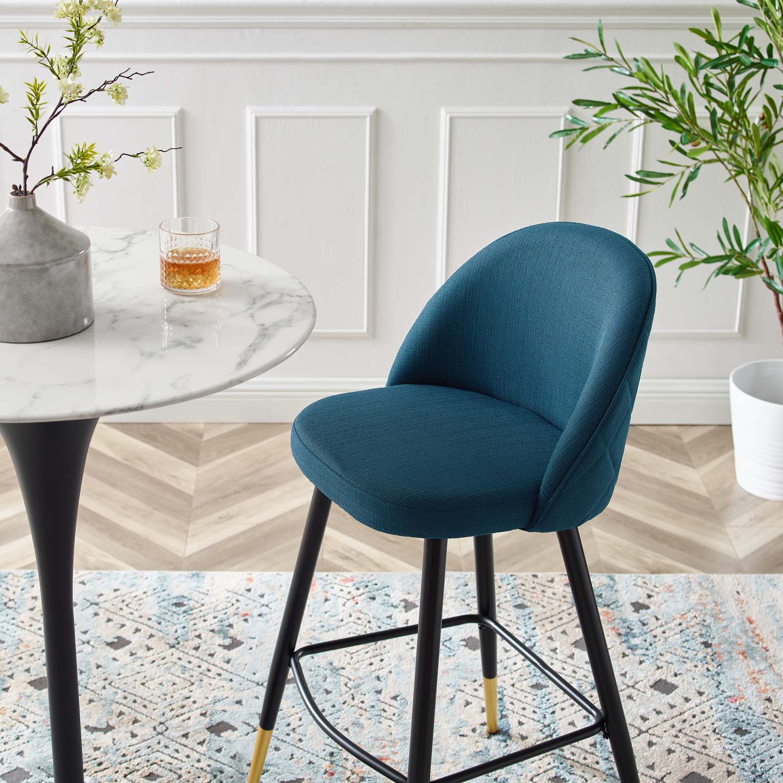 Modway Barstools - Cordial Fabric Bar Stools - Set of 2 Azure