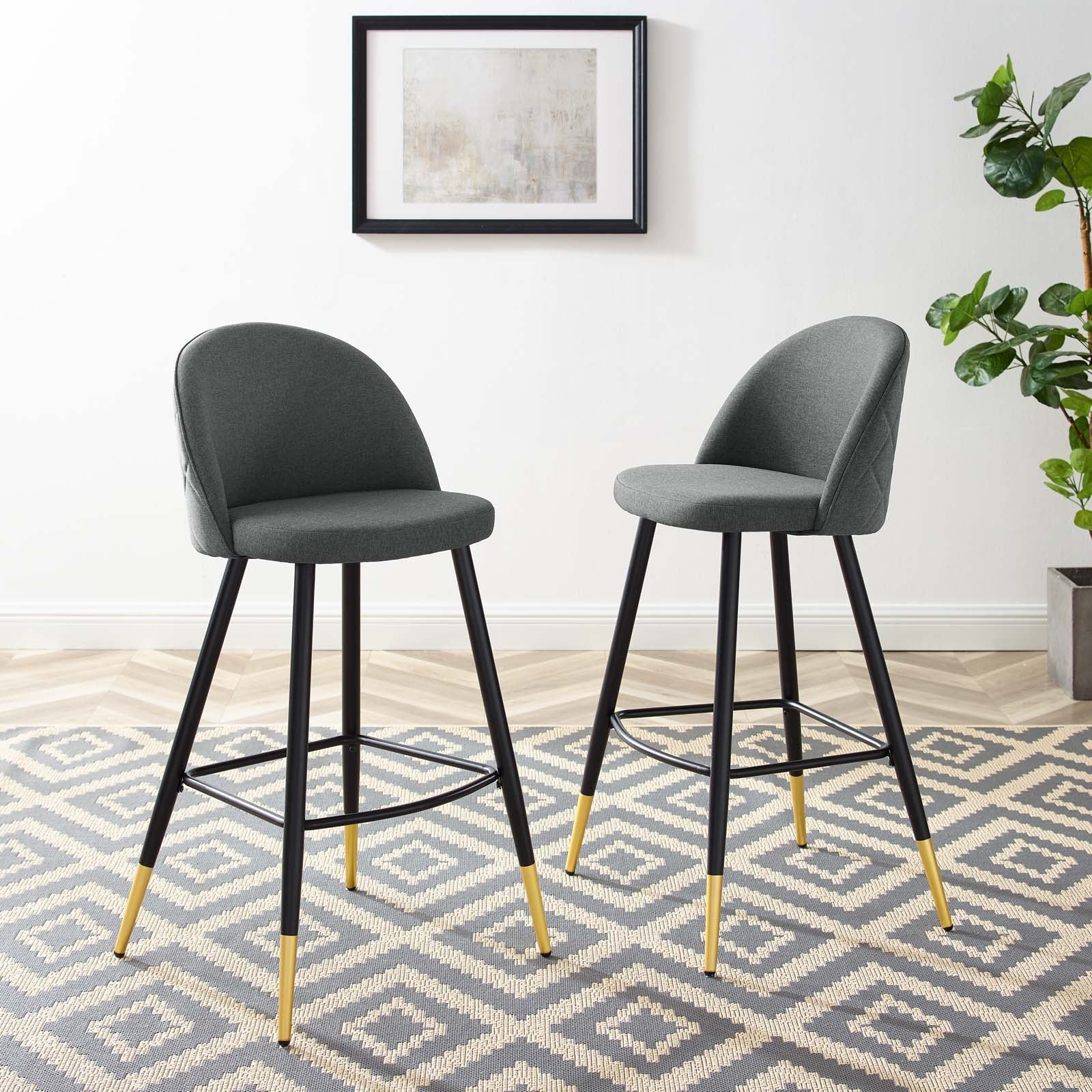 Modway Barstools - Cordial-Fabric-Bar-Stools---Set-of-2-Gray