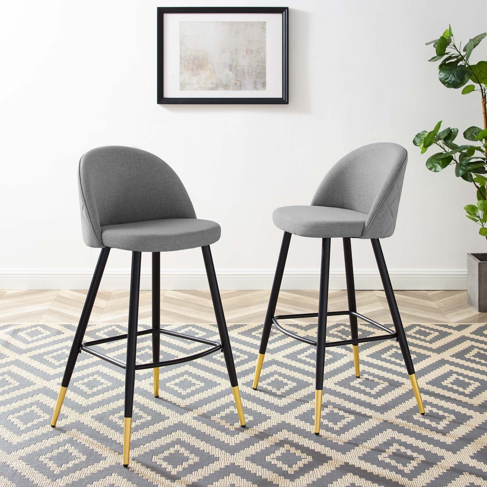 Modway Barstools - Cordial-Fabric-Bar-Stools---Set-of-2-Light-Gray