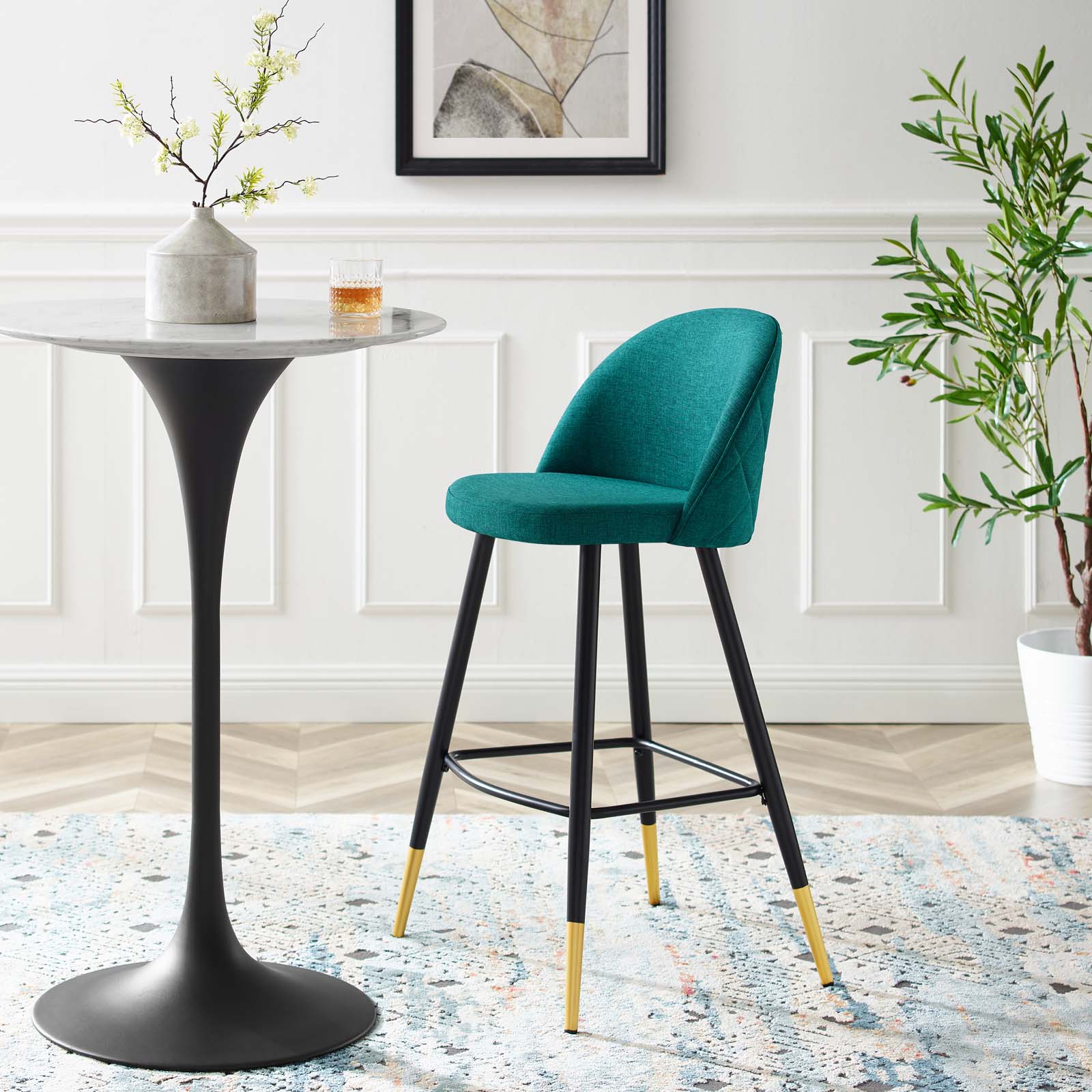 Modway Barstools - Cordial-Fabric-Bar-Stools---Set-of-2-Teal
