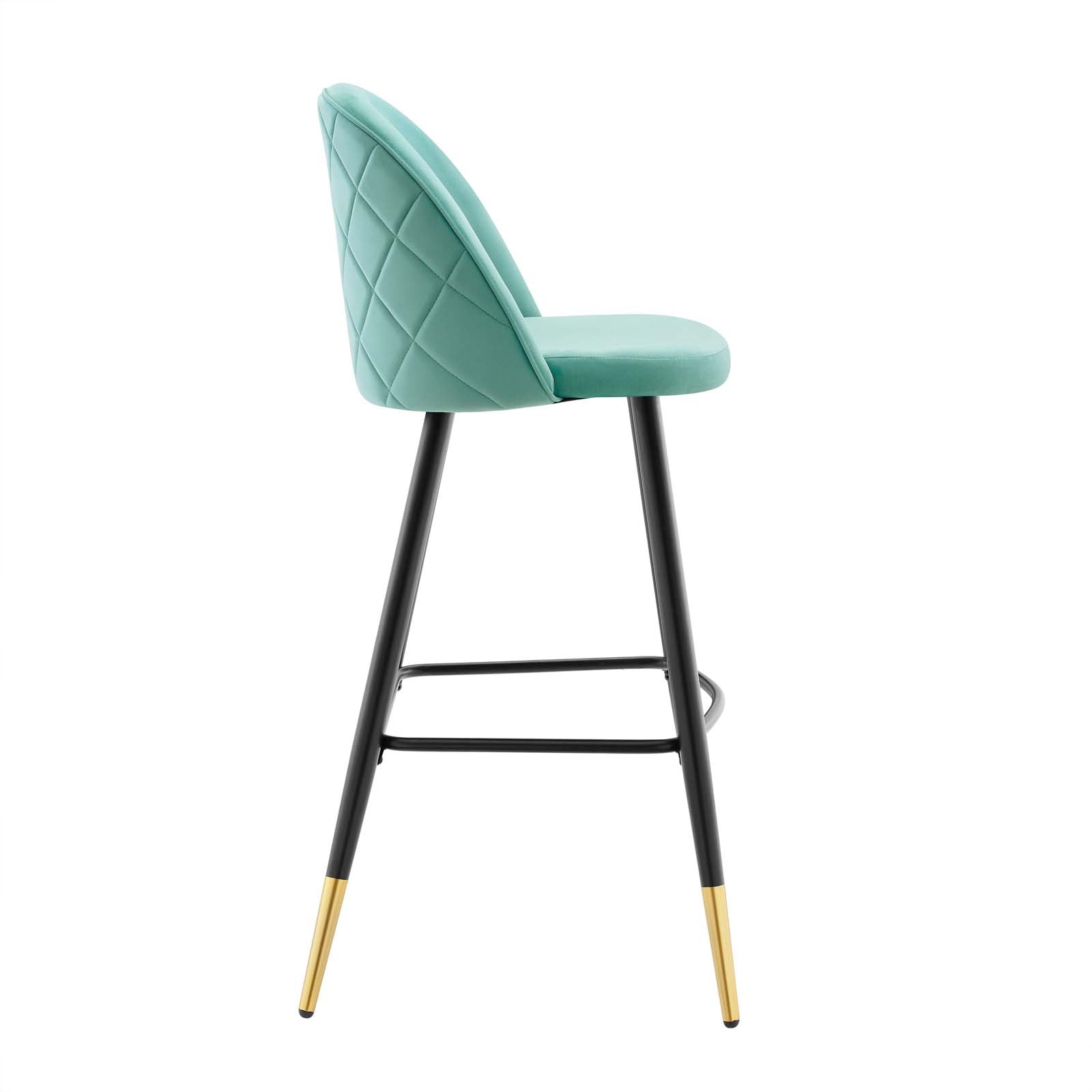 Modway Barstools - Cordial Performance Velvet Bar Stools - Set of 2 Mint
